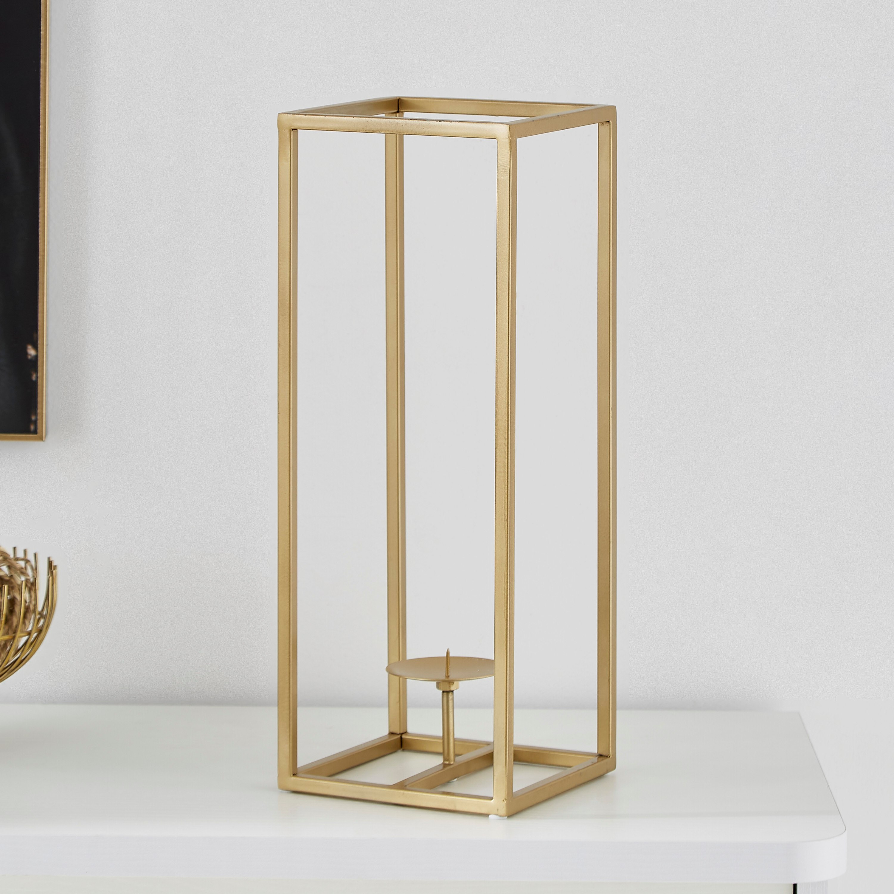 حامل شموع بإطار معدني من عنايات - 16x16x42 سم-hbxlivingroom-decorandaccessories-candleholders-image-2