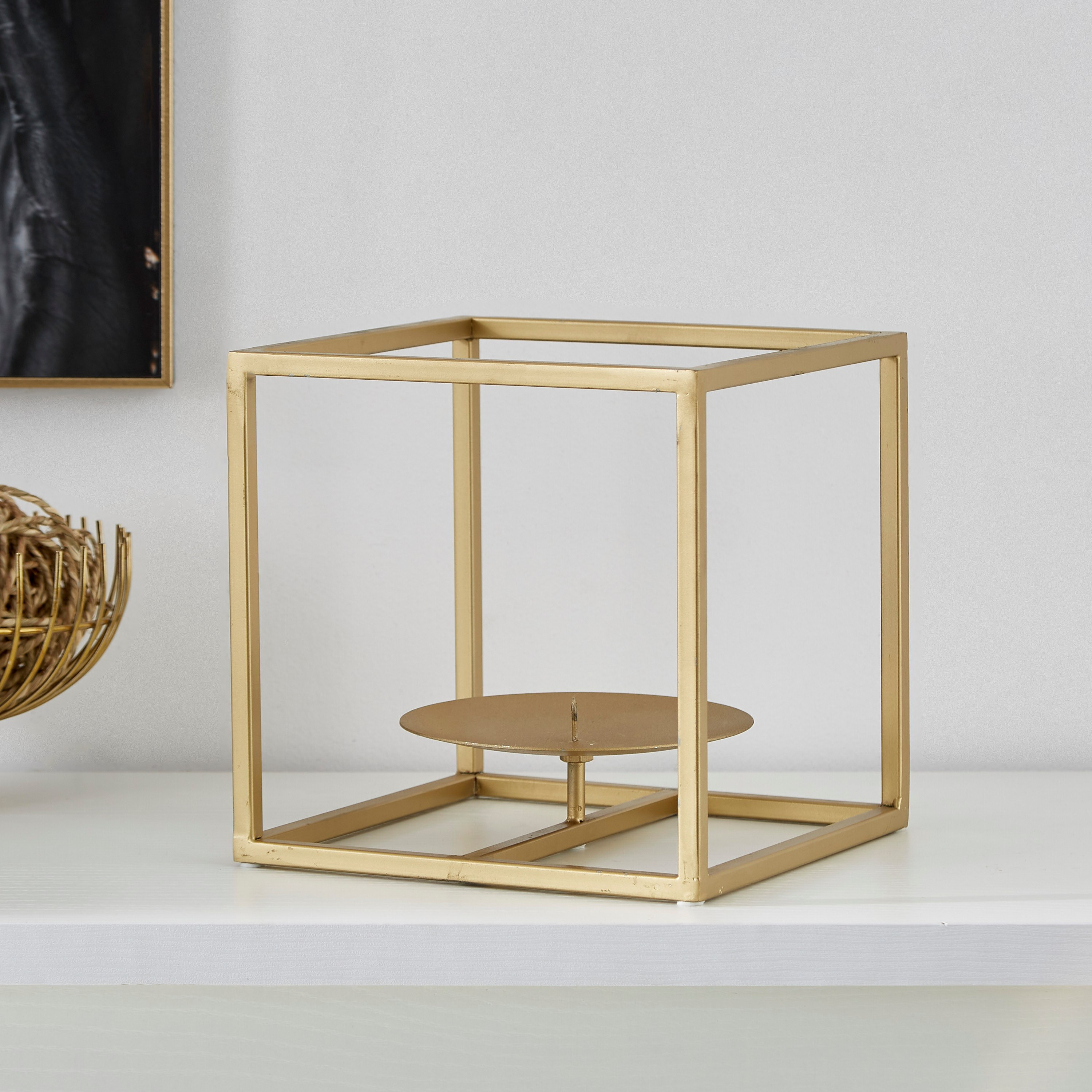 Inaayat Metal Frame Candleholder - 21.5x21.5x21.5 cm-hbxlivingroom-decorandaccessories-candleholders-image-1