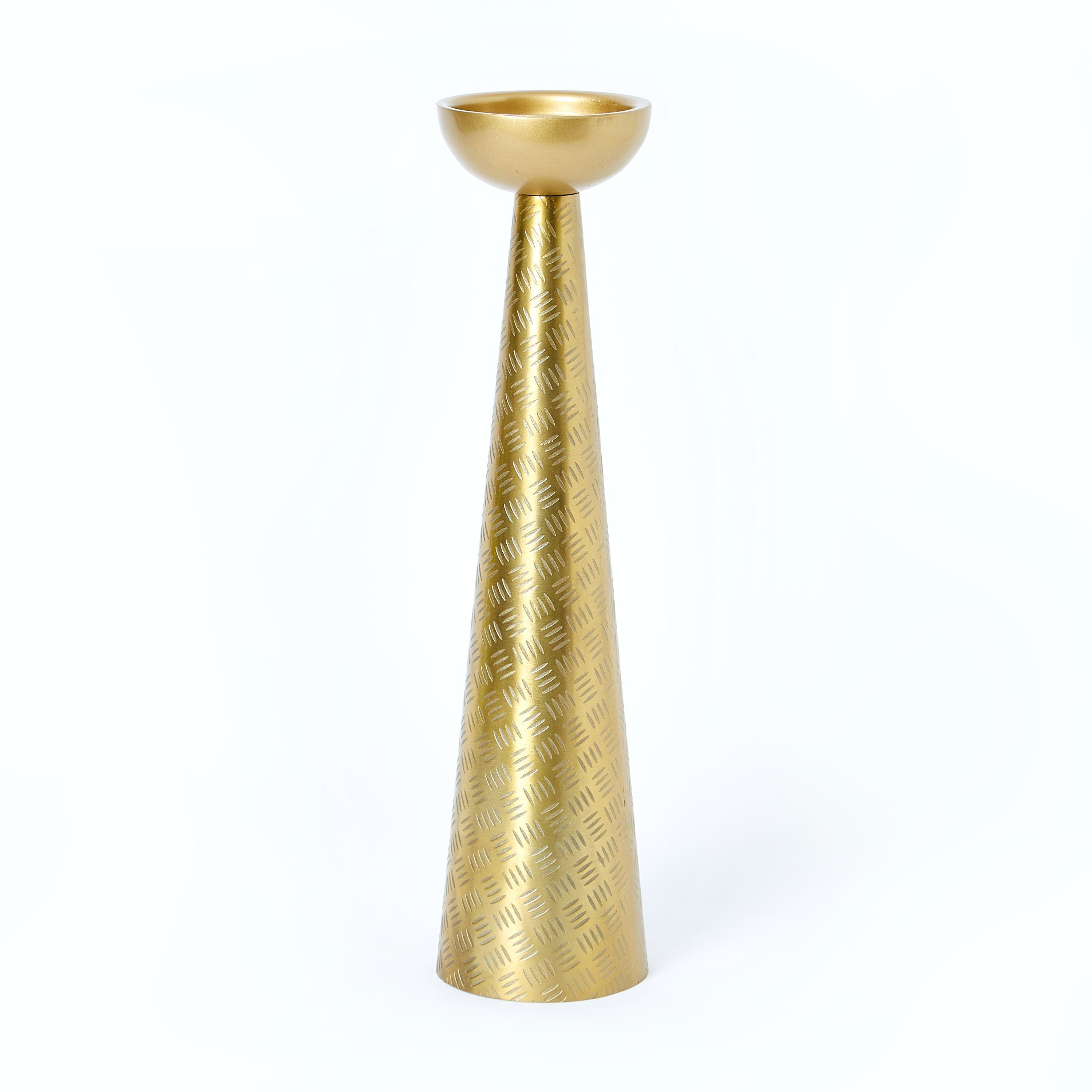 حامل شموع معدني طويل مخروطي بارز الملمس من إنارة - 10x10x40.5 سم-hbxlivingroom-decorandaccessories-candleholders-image-5
