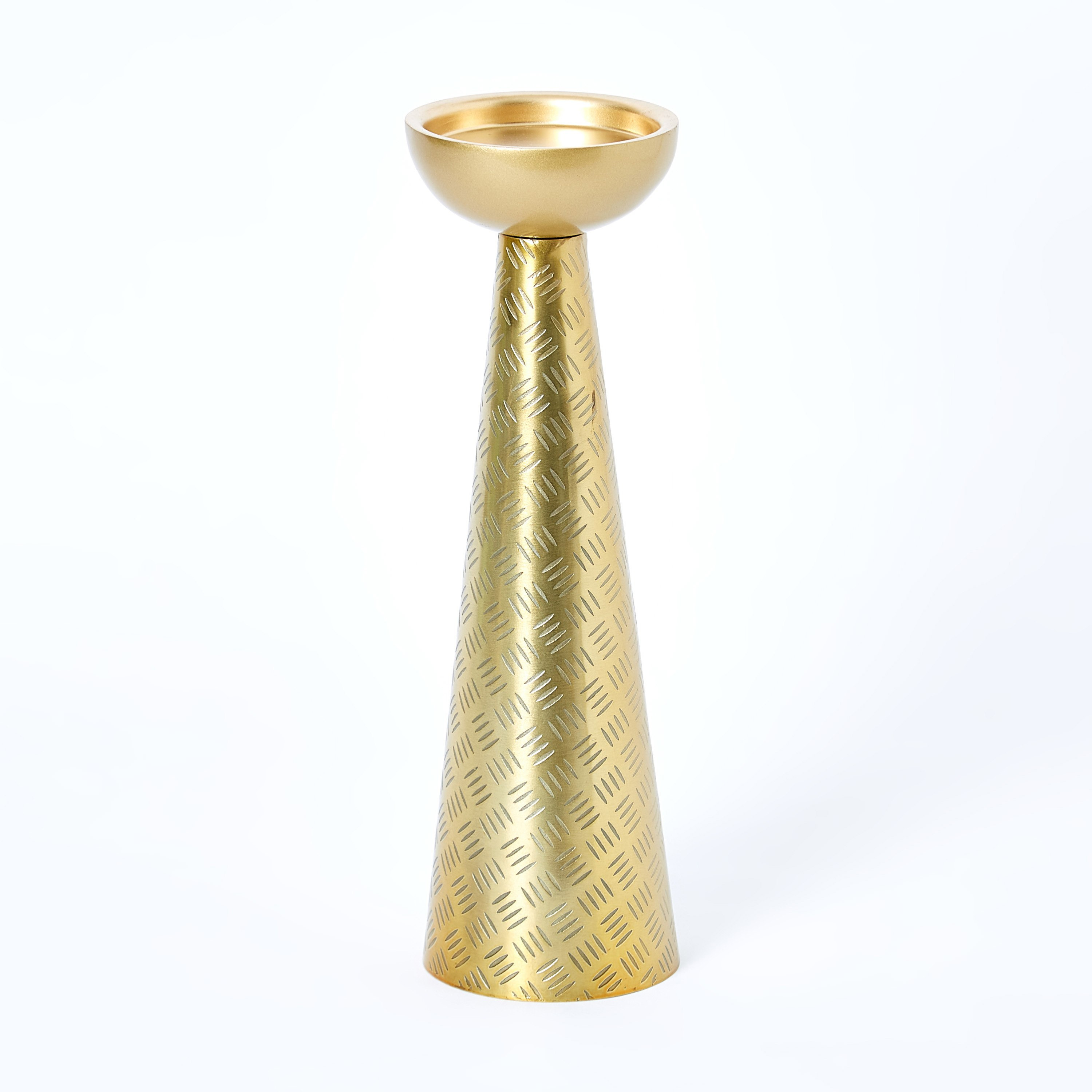 حامل شموع معدني طويل مخروطي بارز الملمس من إنارة - 10x10x30.5 سم-hbxlivingroom-decorandaccessories-candleholders-image-5