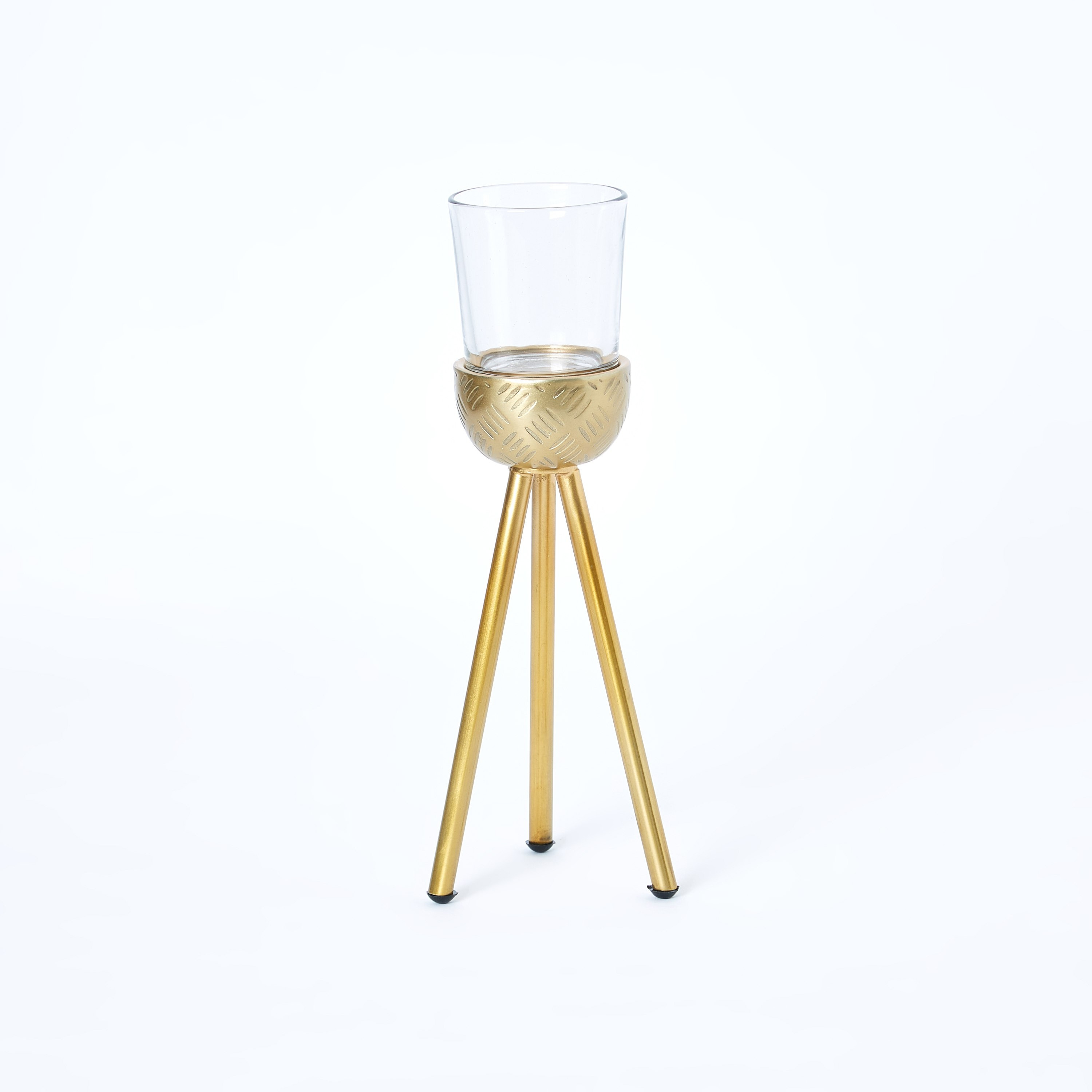 حامل شموع طويل معدني بارز الملمس من إنارا - 8x8x26.5 سم-hbxlivingroom-decorandaccessories-candleholders-image-5