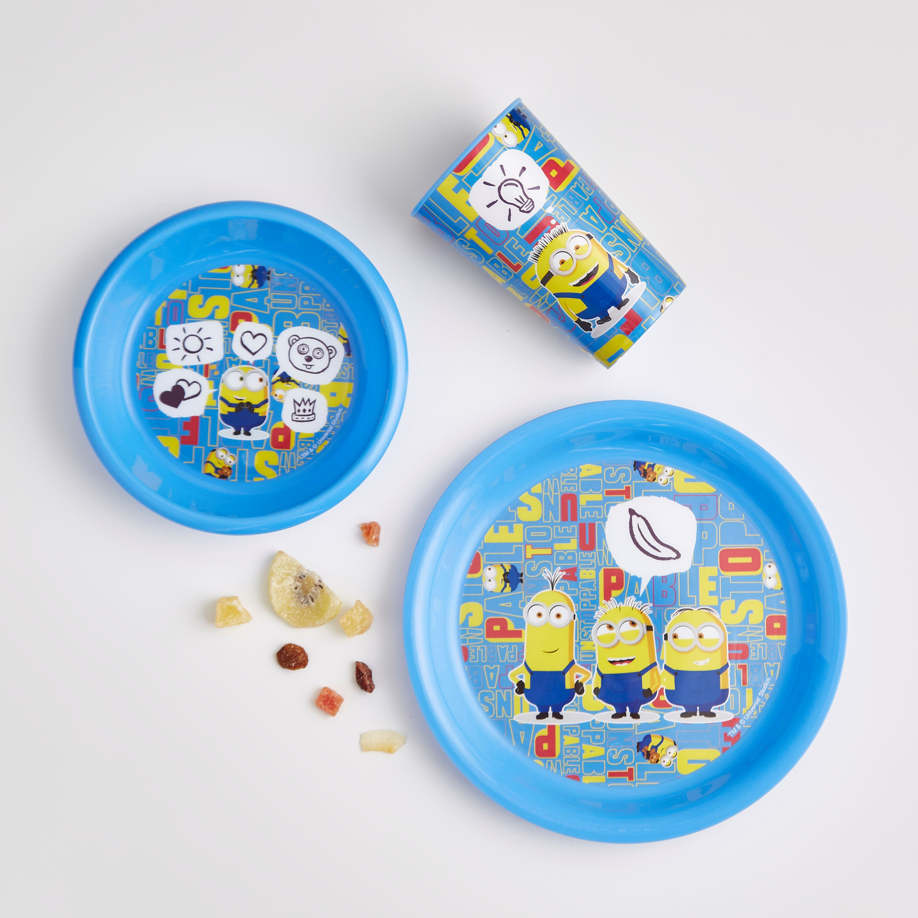 طقم إفطار بلاستيك بطبعات مينيونز 3- قطع-hbxhomeware-hbxkidsandyouth-image-1
