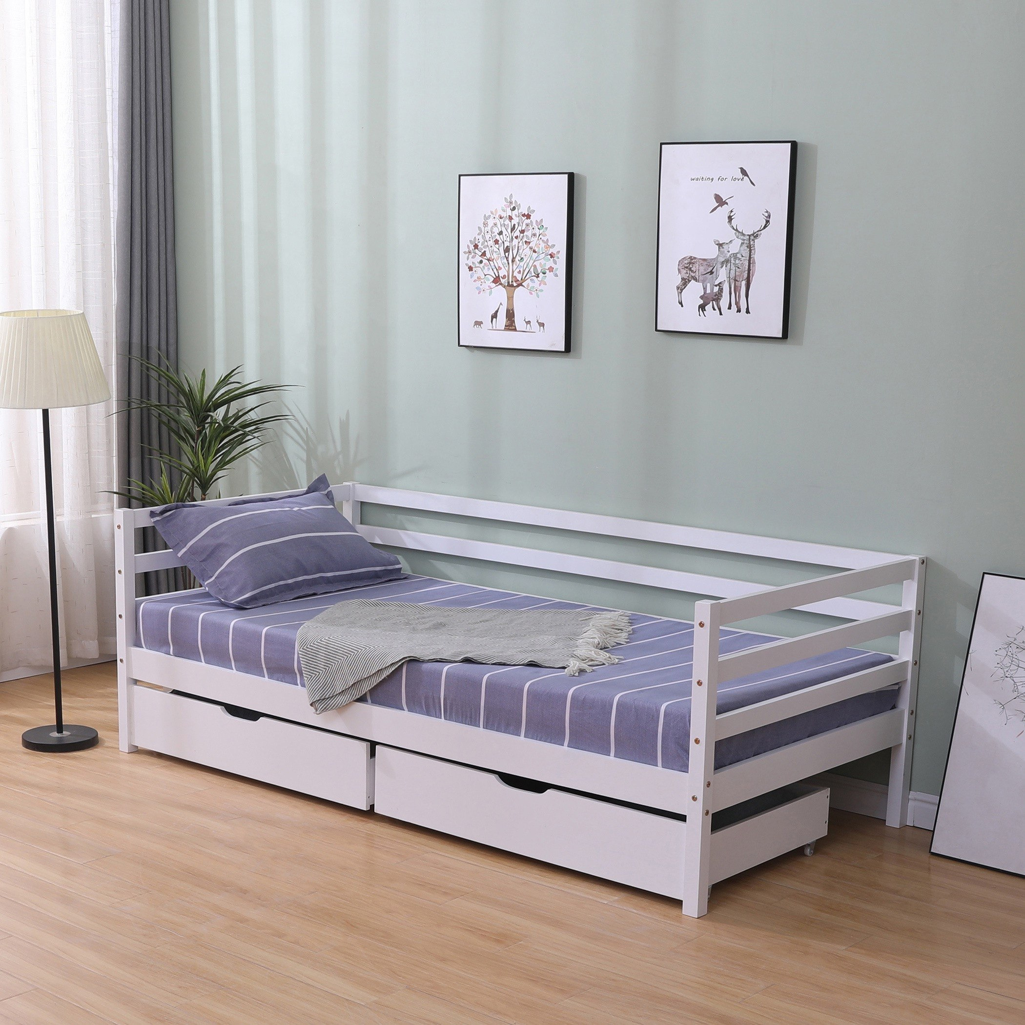Movo Vanilla Louis Day Bed with 2 Drawers - 90x190 cm-hbxbedroom-bedsandbedsets-daybeds-image-1