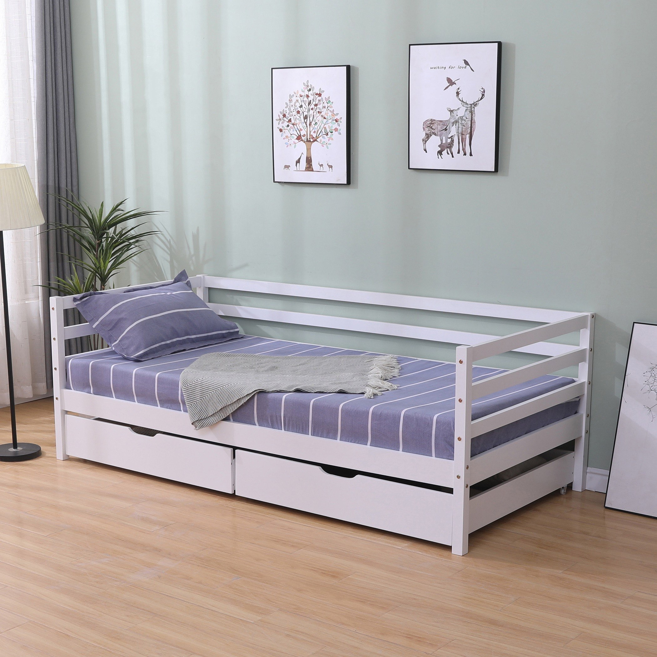 Movo Vanilla Louis Day Bed with 2 Drawers - 90x190 cm-hbxbedroom-bedsandbedsets-daybeds-image-5