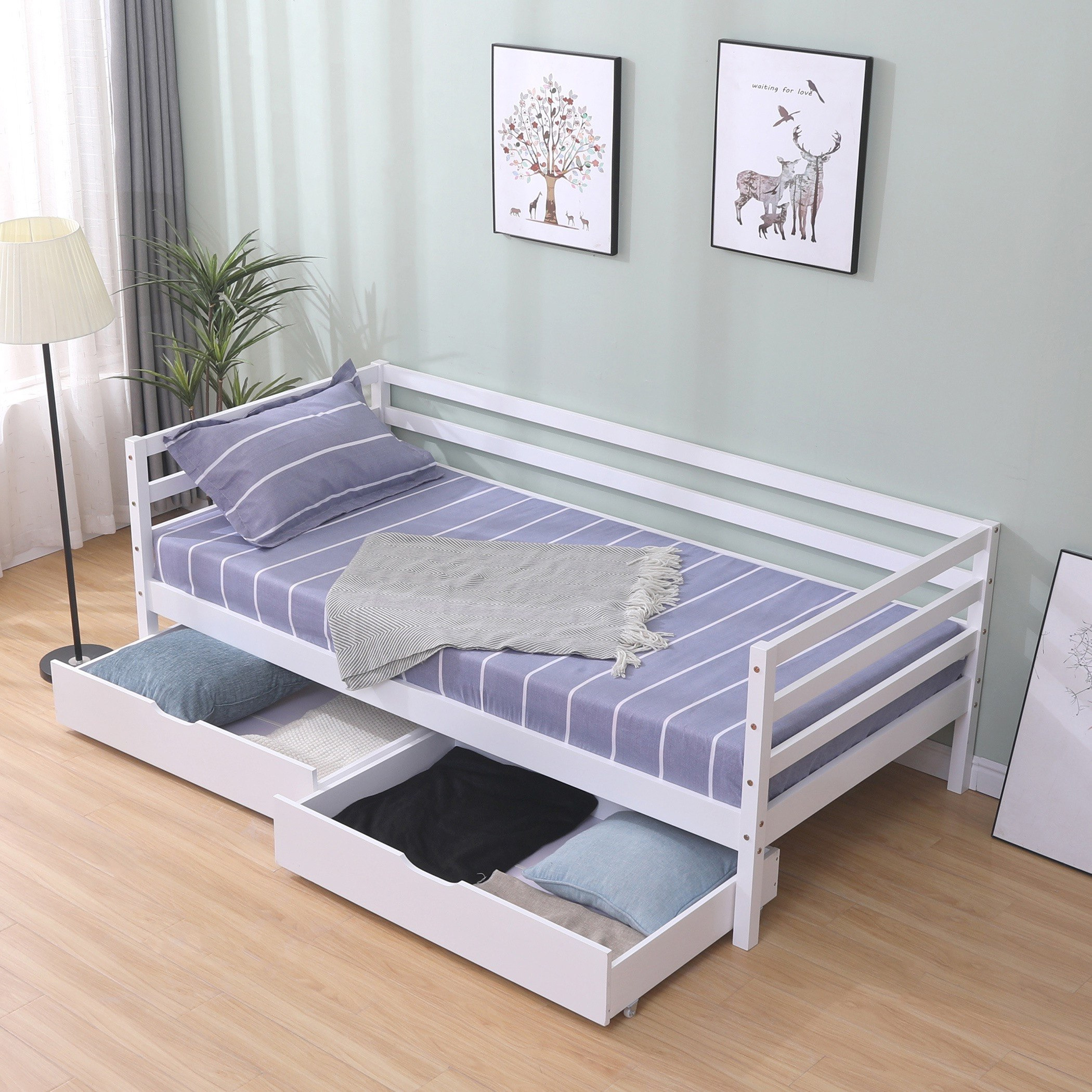 Movo Vanilla Louis Day Bed with 2 Drawers - 90x190 cm-hbxbedroom-bedsandbedsets-daybeds-image-6