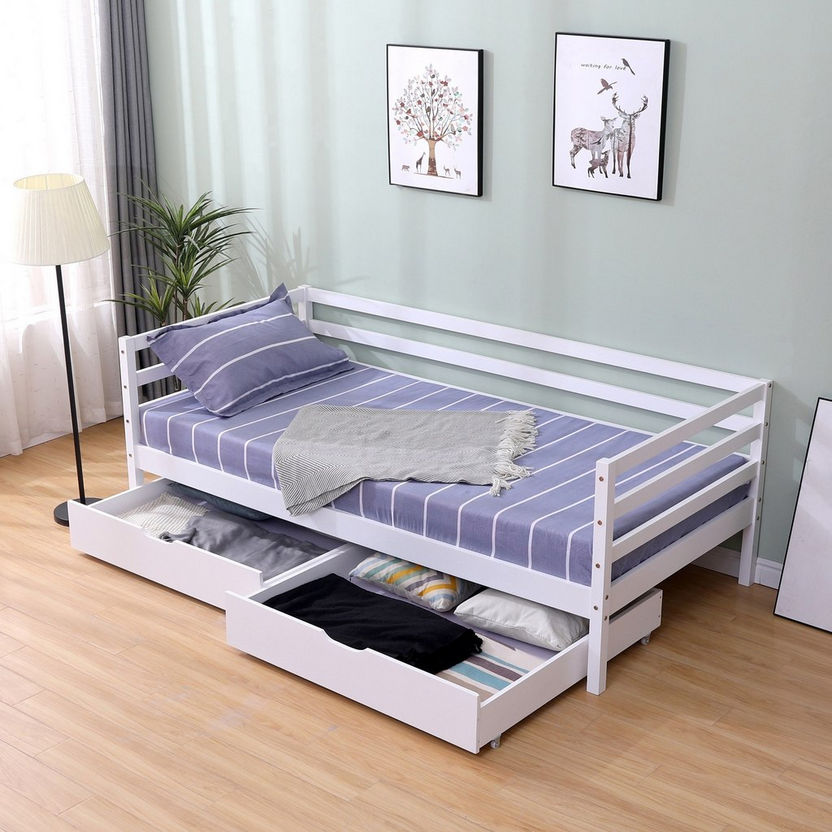 Vanilla Louis Day Bed with 2 Drawers - 90x190 cm-Day Beds-image-6