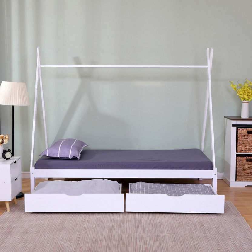 سرير فردي بتصميم منزل ودرجين من فانيلا - 90x190 سم-%D9%81%D8%B1%D8%AF%D9%8A-image-2