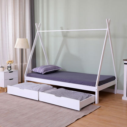 سرير فردي بتصميم منزل ودرجين من فانيلا - 90x190 سم