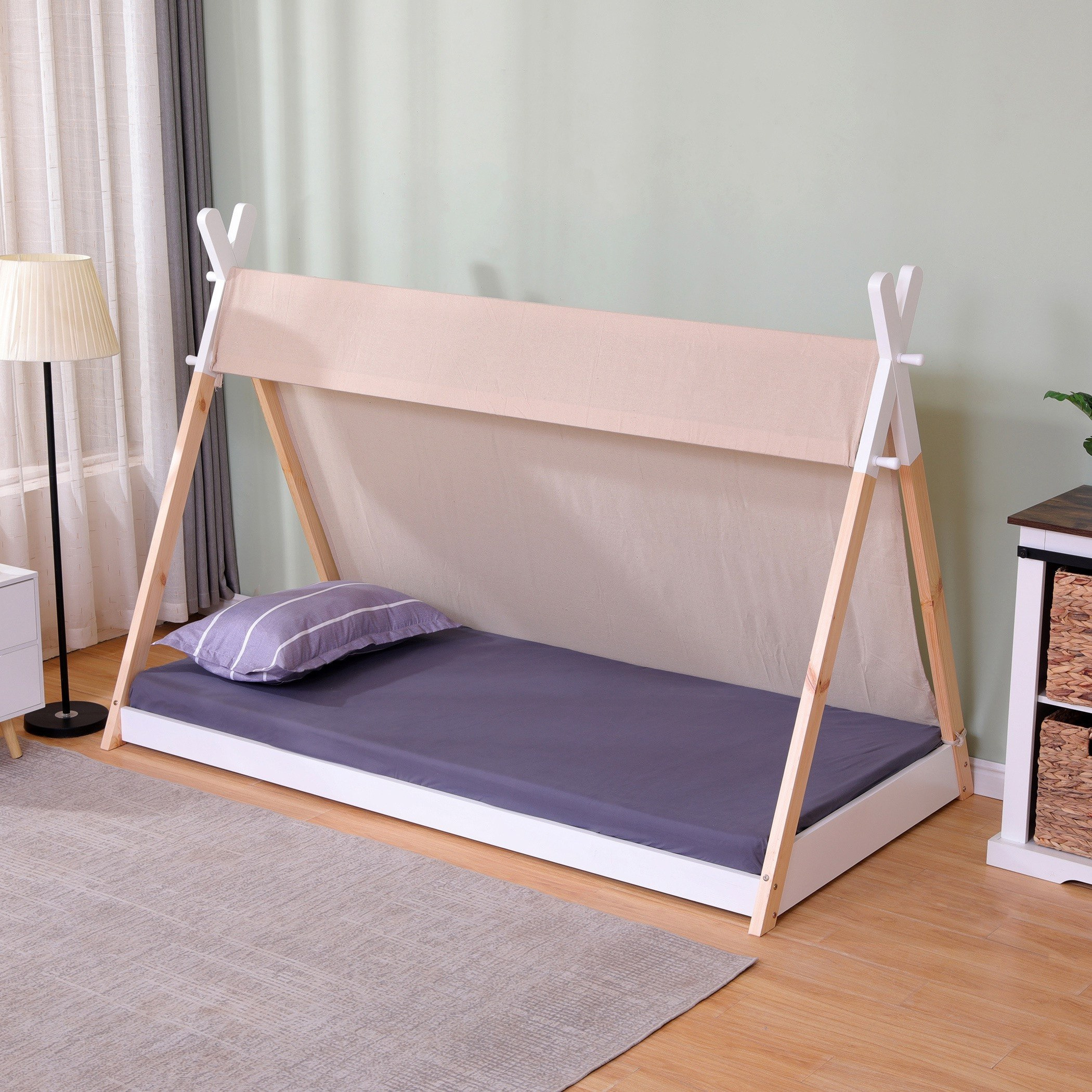 سرير فردي بتصميم منزل مع خيمة من  فانيلا - 90x190 سم-hbxfurniture-bedsandbedsets-beds-single-image-3