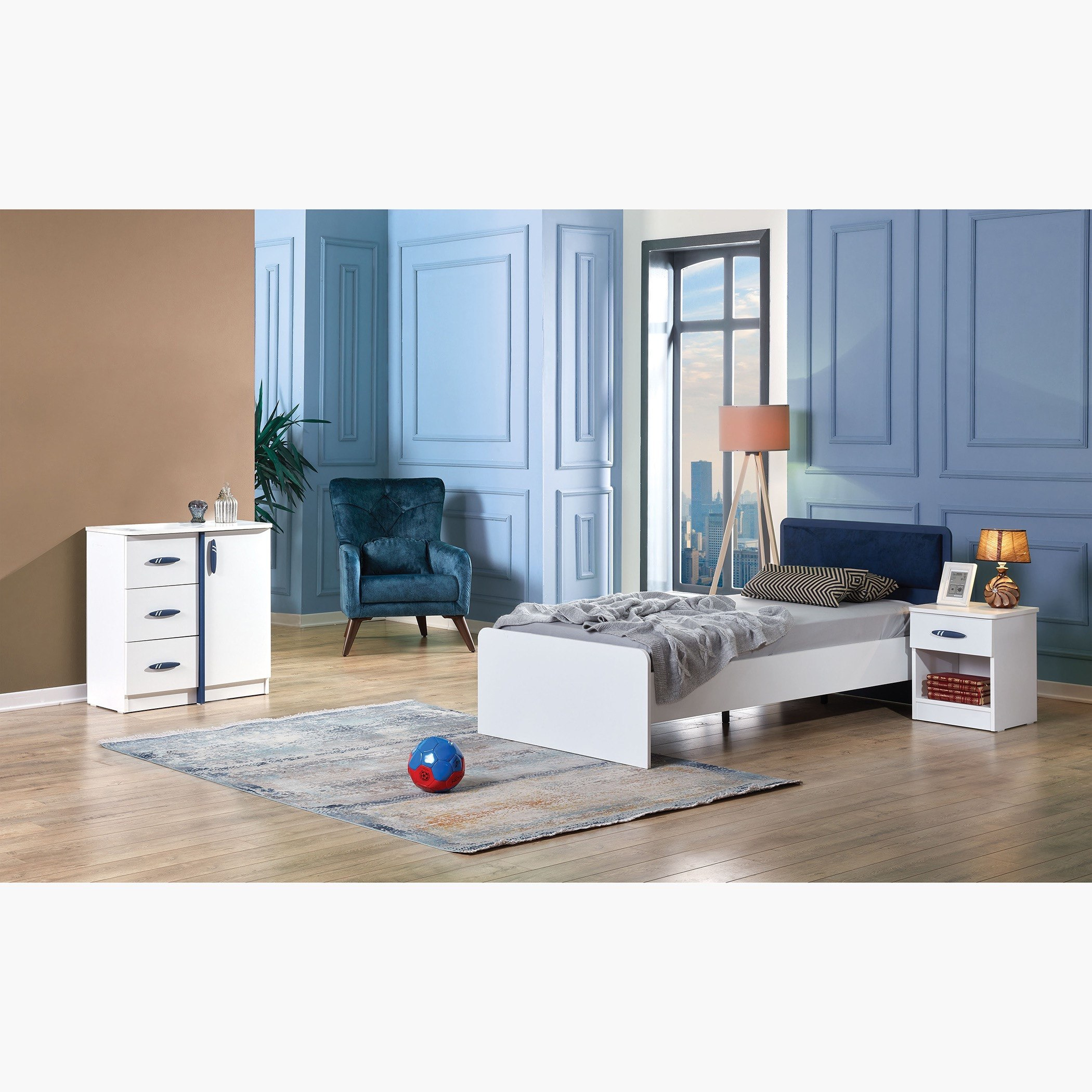 طقم غرفة نوم فردي 3 قطع من جاك - 90x190 سم-hbxkidsandyouth-bedsandbedsets-bedroomsets-single-image-1