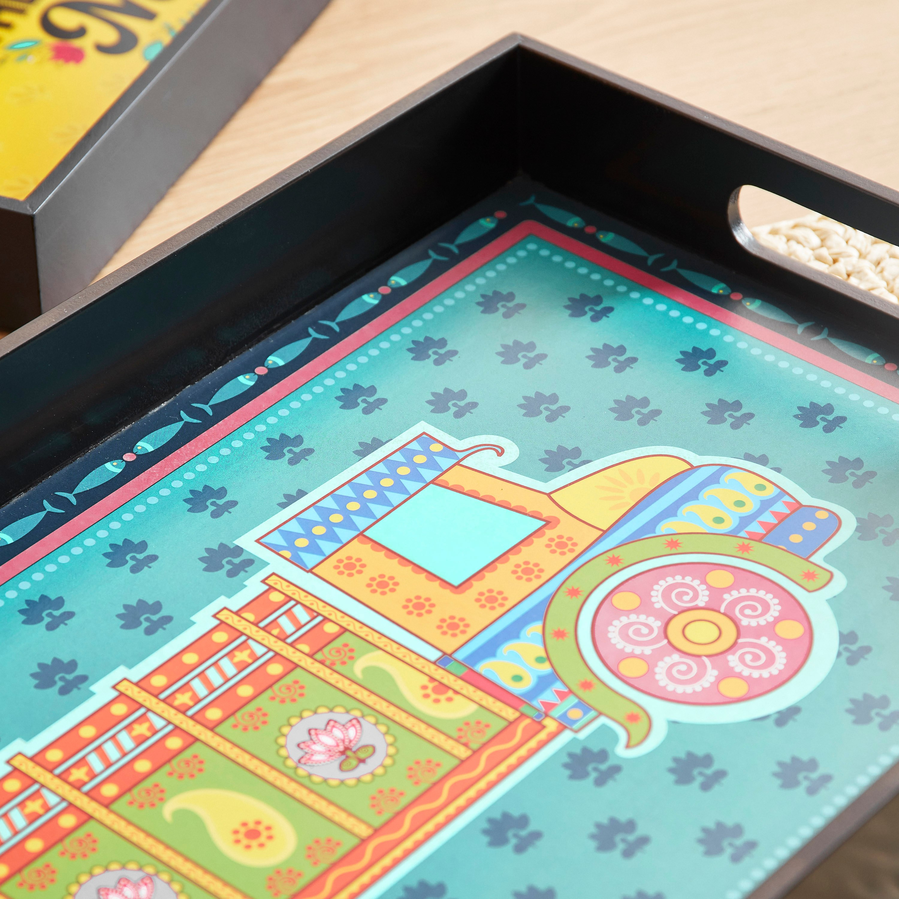 Indie Vibe Wooden Rectangular Serving Tray - 40x25x4.5 cm-hbxdecorandfurnishings-tabletop-serveware-image-3