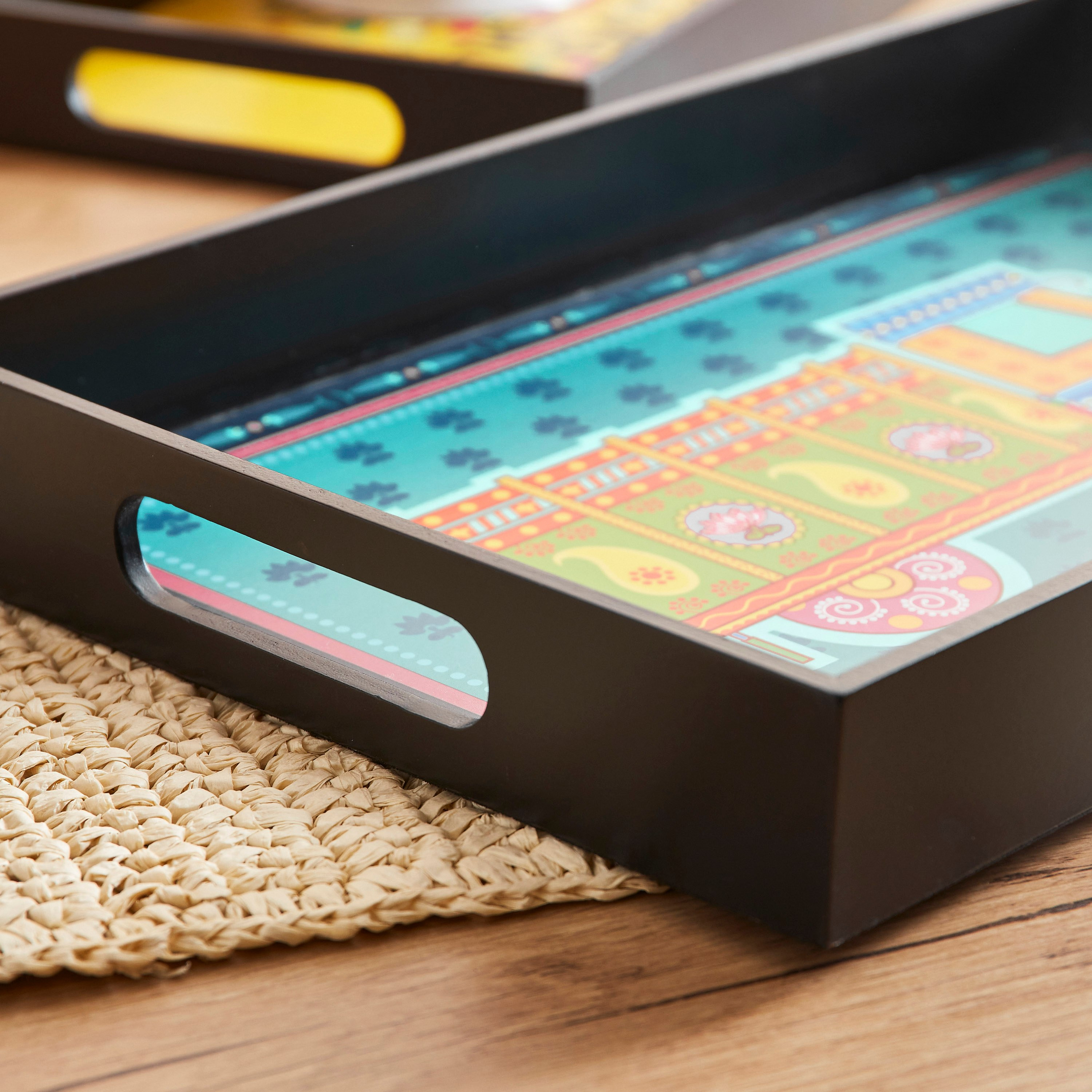 Indie Vibe Wooden Rectangular Serving Tray - 40x25x4.5 cm-hbxdecorandfurnishings-tabletop-serveware-image-4