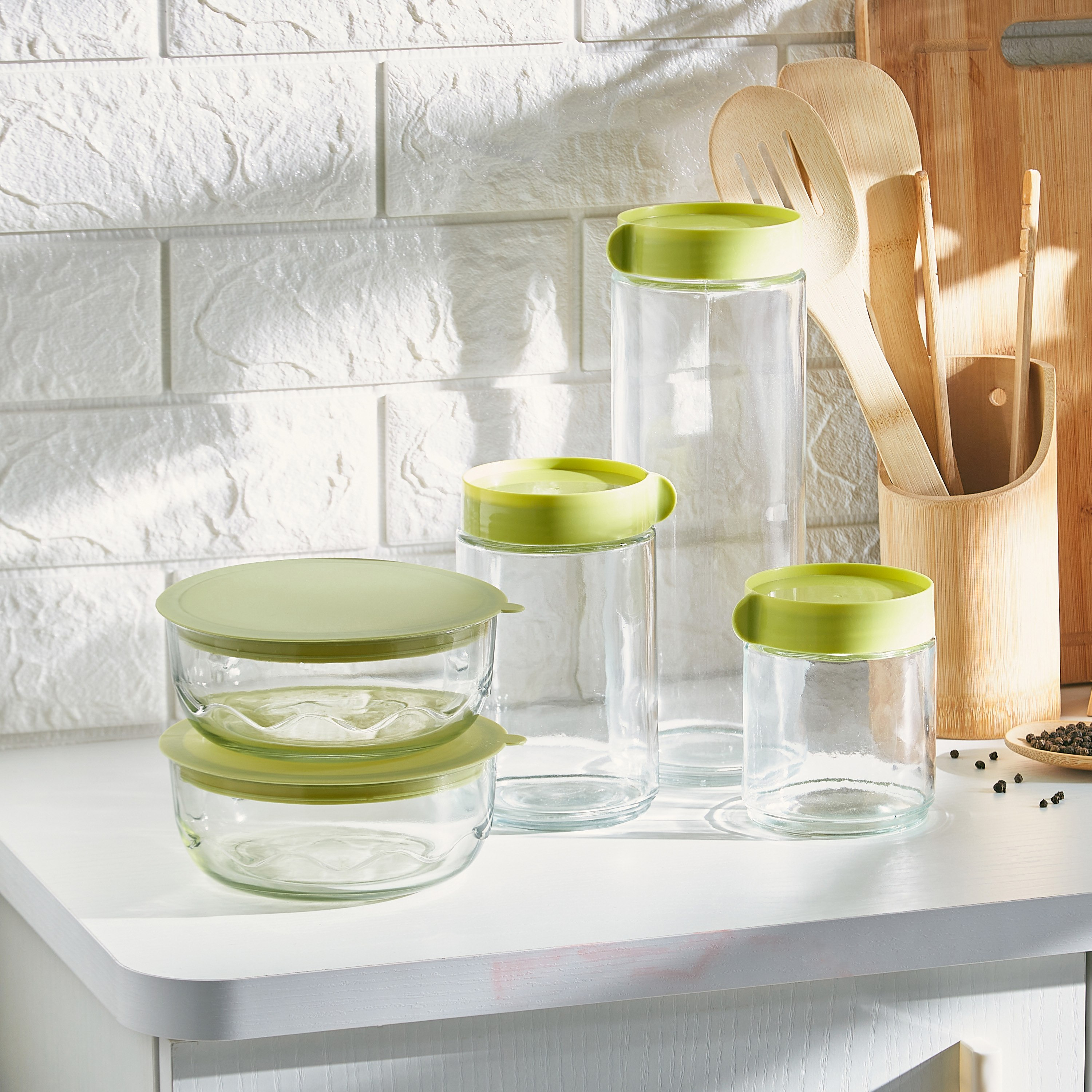 برطمان تخزين زجاج من أروها - طقم من 5 قطع-hbxhomeware-hbxkitchen-image-1