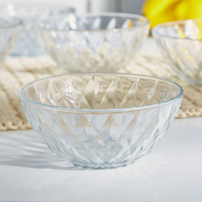 Aroha Diamond Glass Bowl - Set of 6-Glassware-image-1