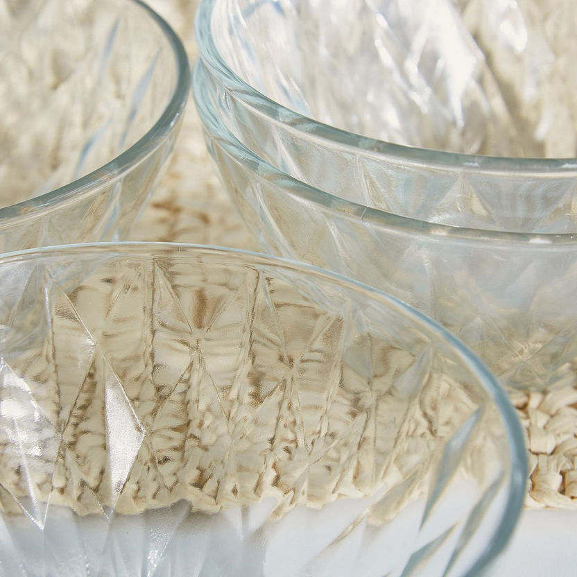 Aroha Diamond Glass Bowl - Set of 6-Glassware-image-2