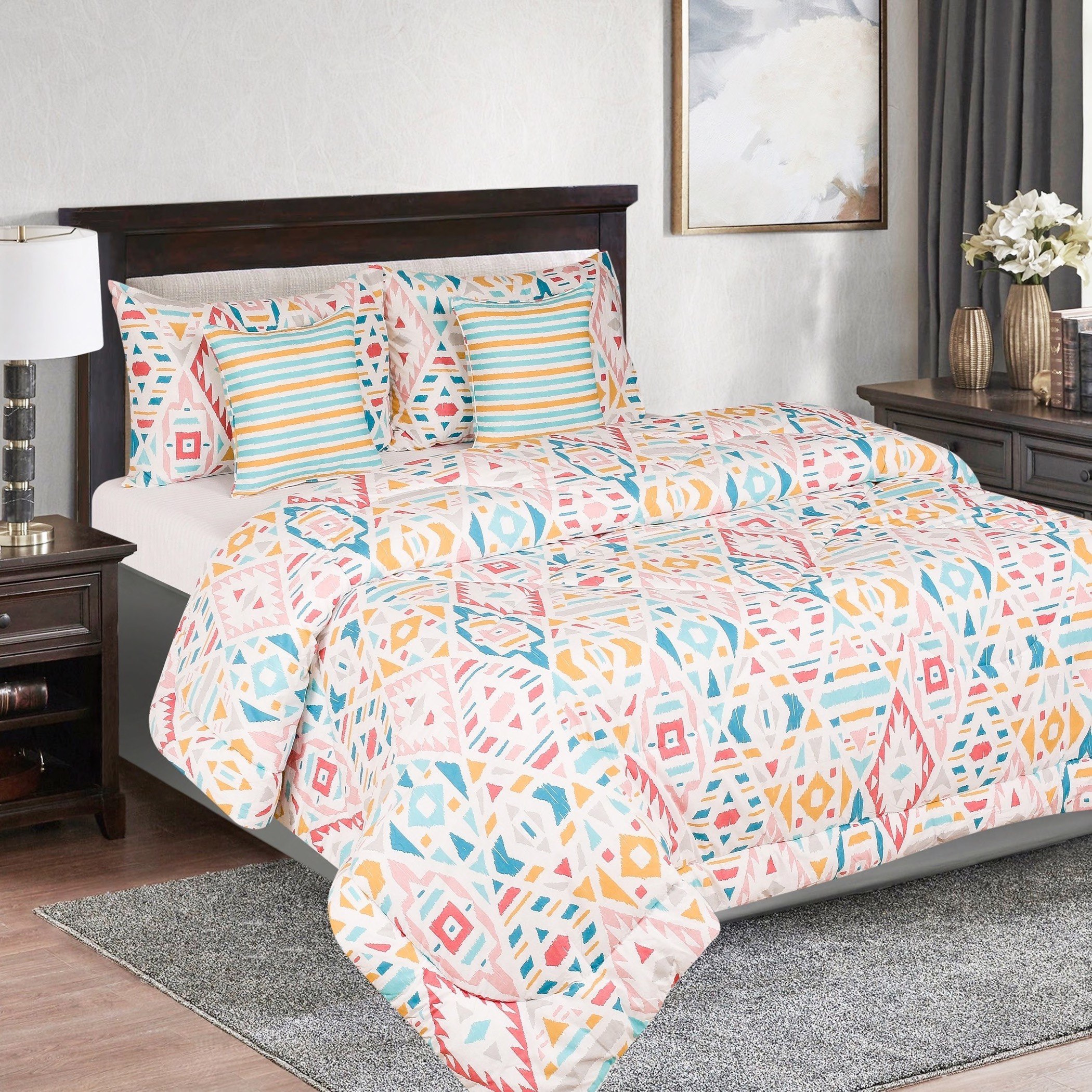 طقم لحاف قطن سوبر كينج بطبعات 5 قطع من ماديسون جريتا - 240x240 سم-hbxhomeware-hbxdecorandfurnishings-image-1