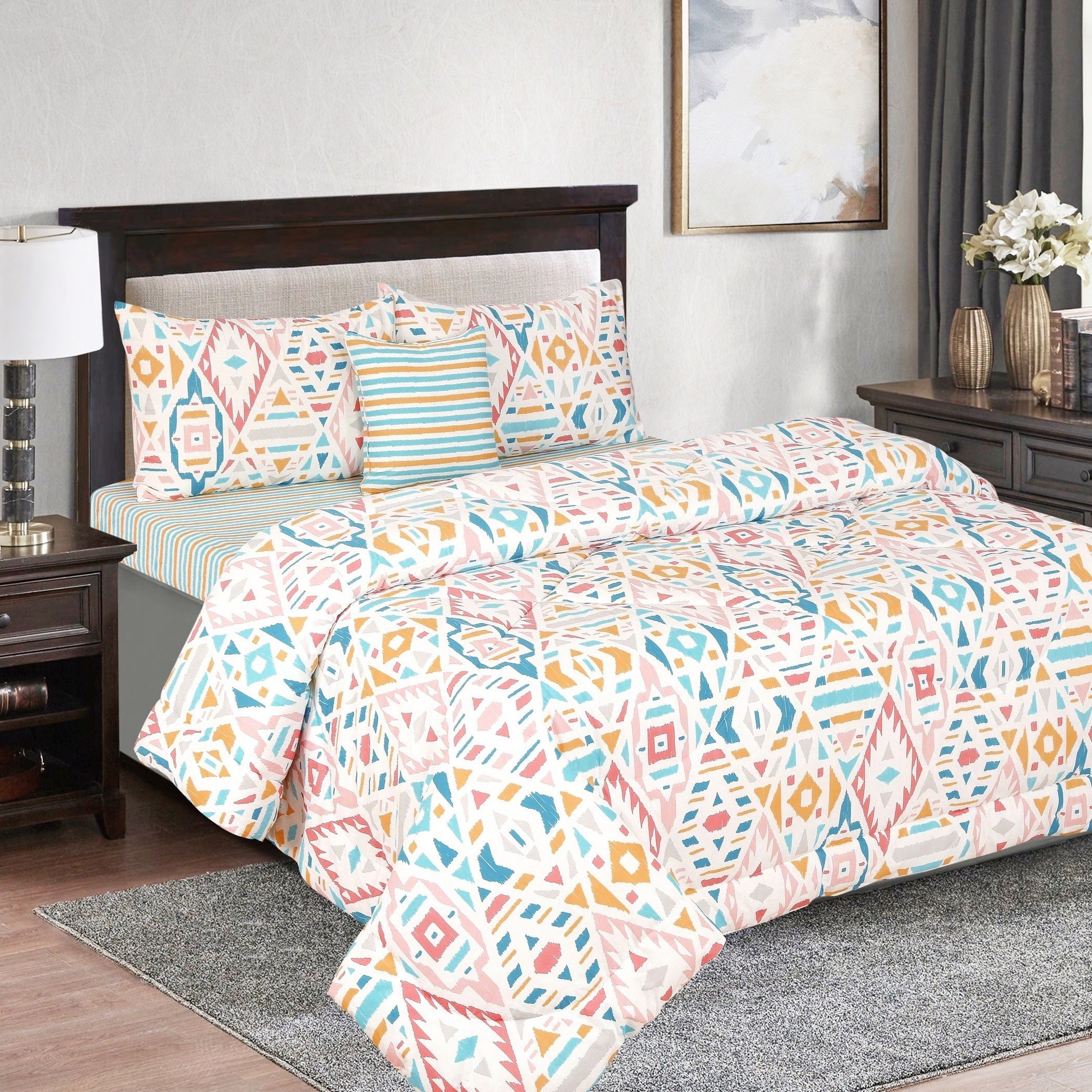 طقم لحاف قطن مزدوج بطبعات 5 قطع من ماديسون جريتا - 160x220 سم-hbxhomeware-hbxdecorandfurnishings-image-1