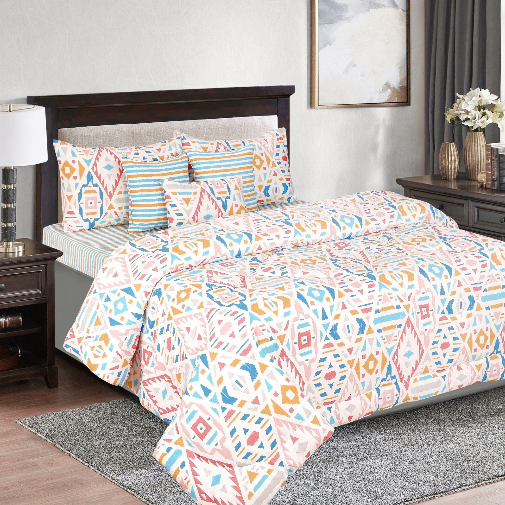 طقم لحاف قطن كينج بطبعات 7 قطع من ماديسون جريتا - 220x240 سم-hbxhomeware-hbxdecorandfurnishings-image-1