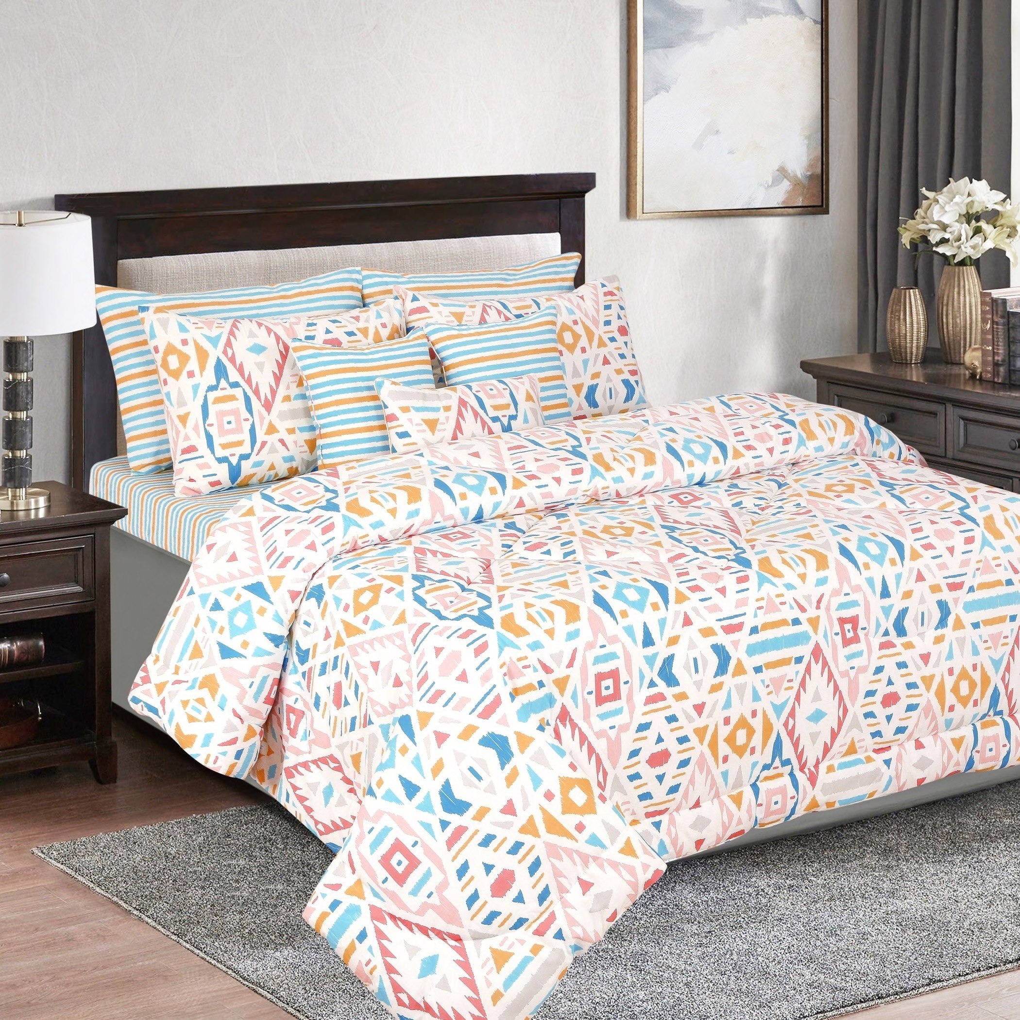 طقم لحاف سوبر كينج قطن 9 قطع بطبعات من ماديسون جريتا - 240x240 سم-hbxhomeware-hbxdecorandfurnishings-image-1