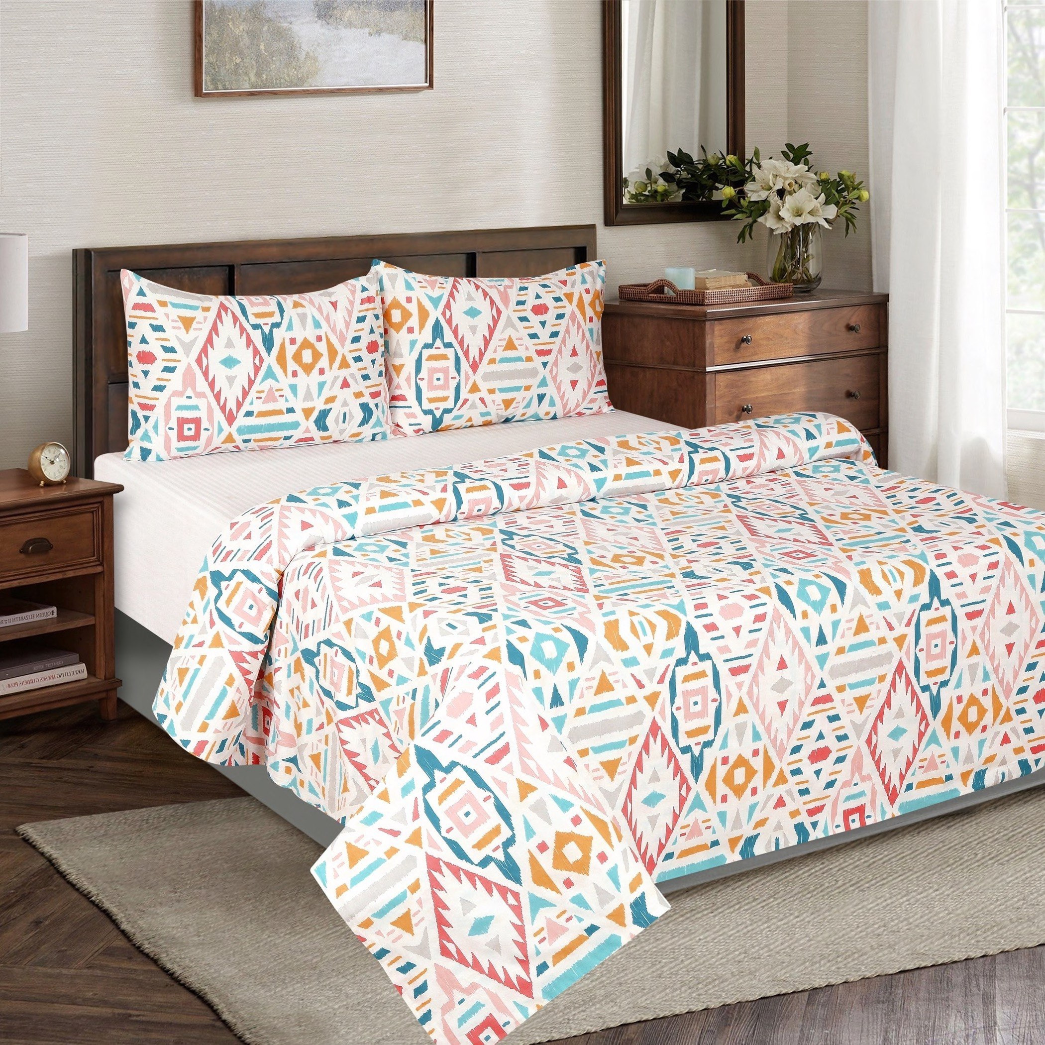 طقم غطاء لحاف مزدوج قطني بطبعات 3 قطع من ماديسون جريتا - 150x220 سم-hbxhomeware-hbxdecorandfurnishings-image-1
