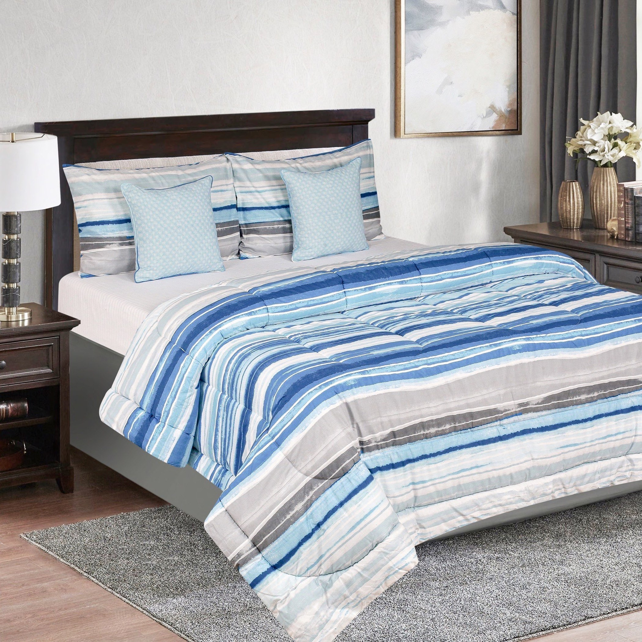 Madison Eva 5-Piece Super King Cotton Printed Comforter Set - 240x240 cm-hbxhomeware-hbxdecorandfurnishings-image-1