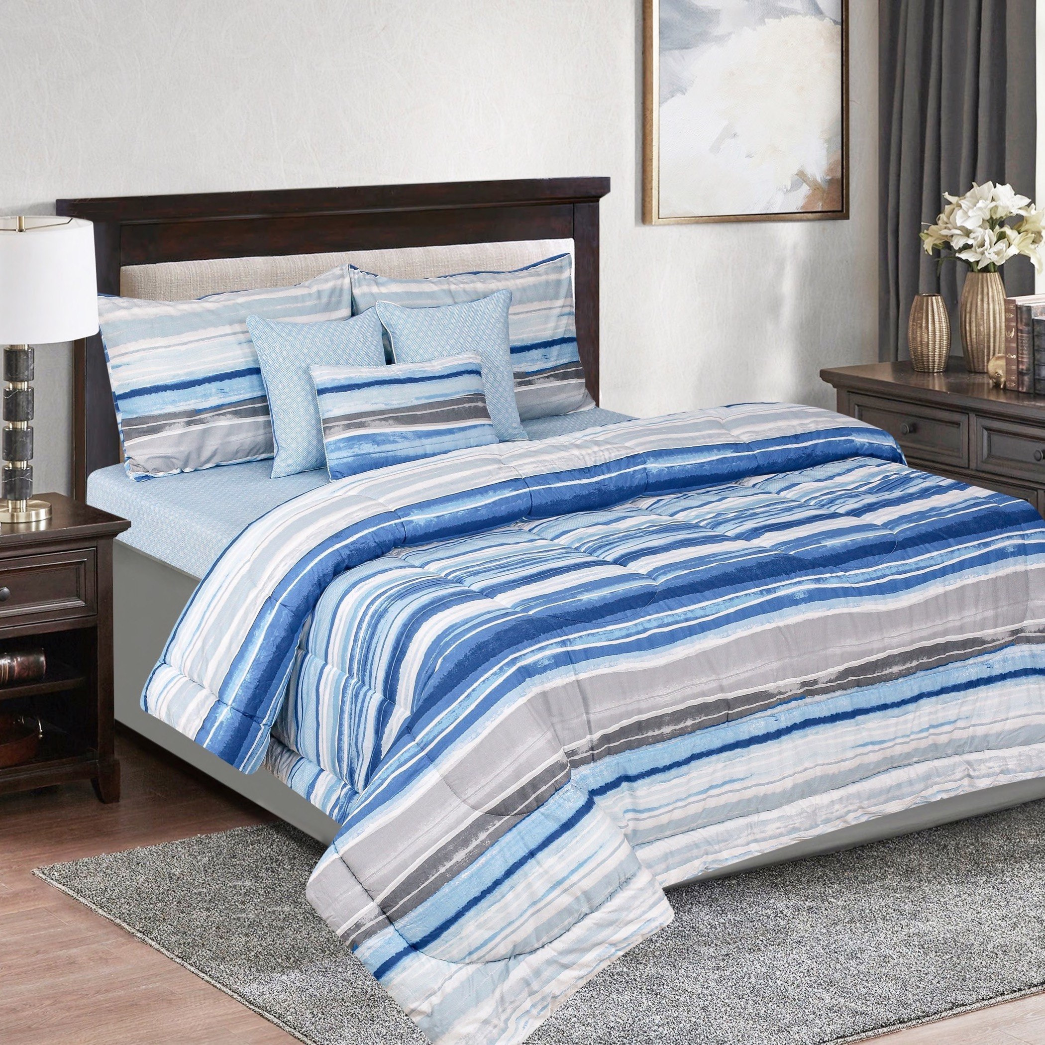 Madison Eva 7-Piece King Printed Cotton BIAB Comforter Set - 220x240 cm-hbxhomeware-hbxdecorandfurnishings-image-1