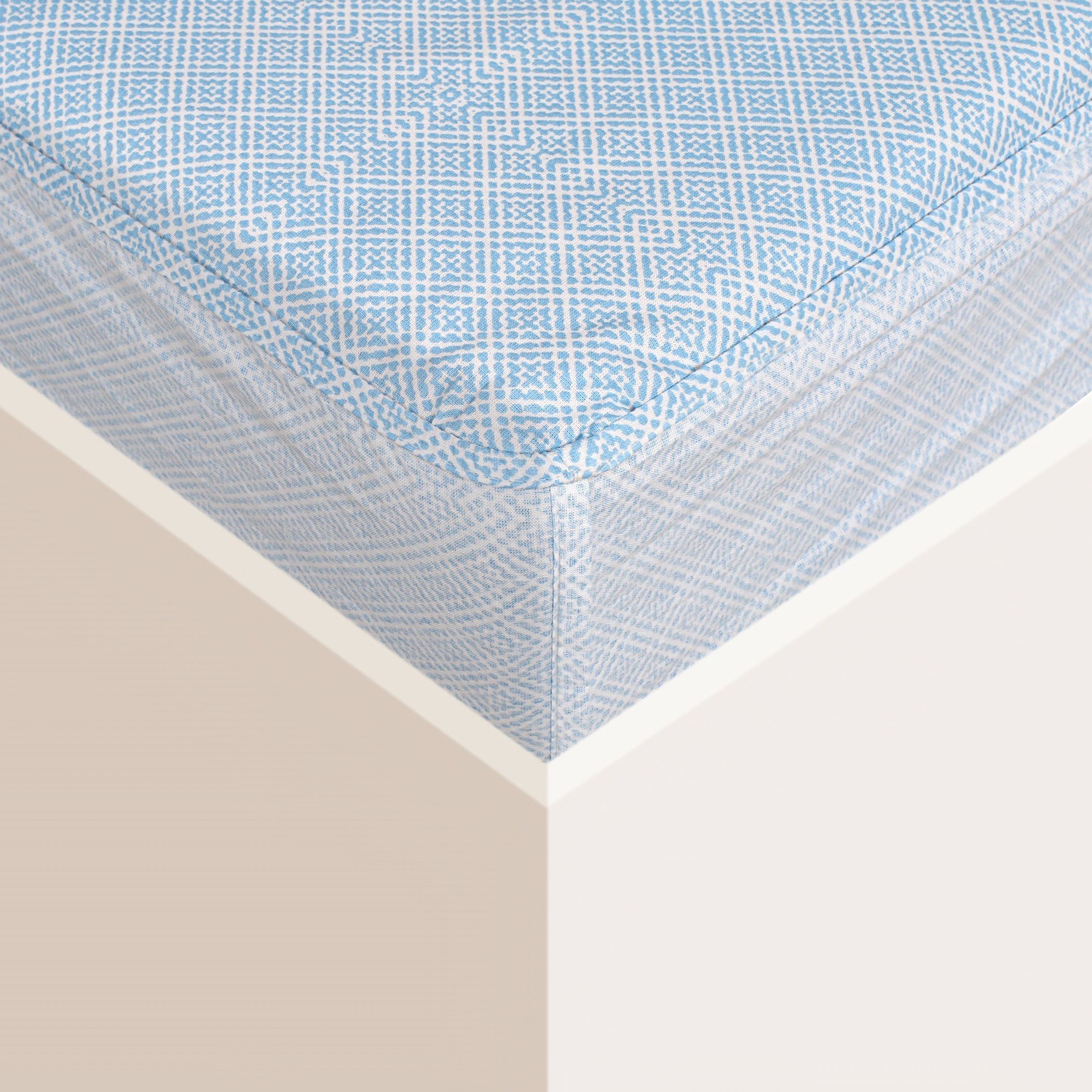 Madison Eva Printed Cotton Super King Fitted Sheet - 200x200+25 cm-hbxhomeware-hbxbedroom-image-3