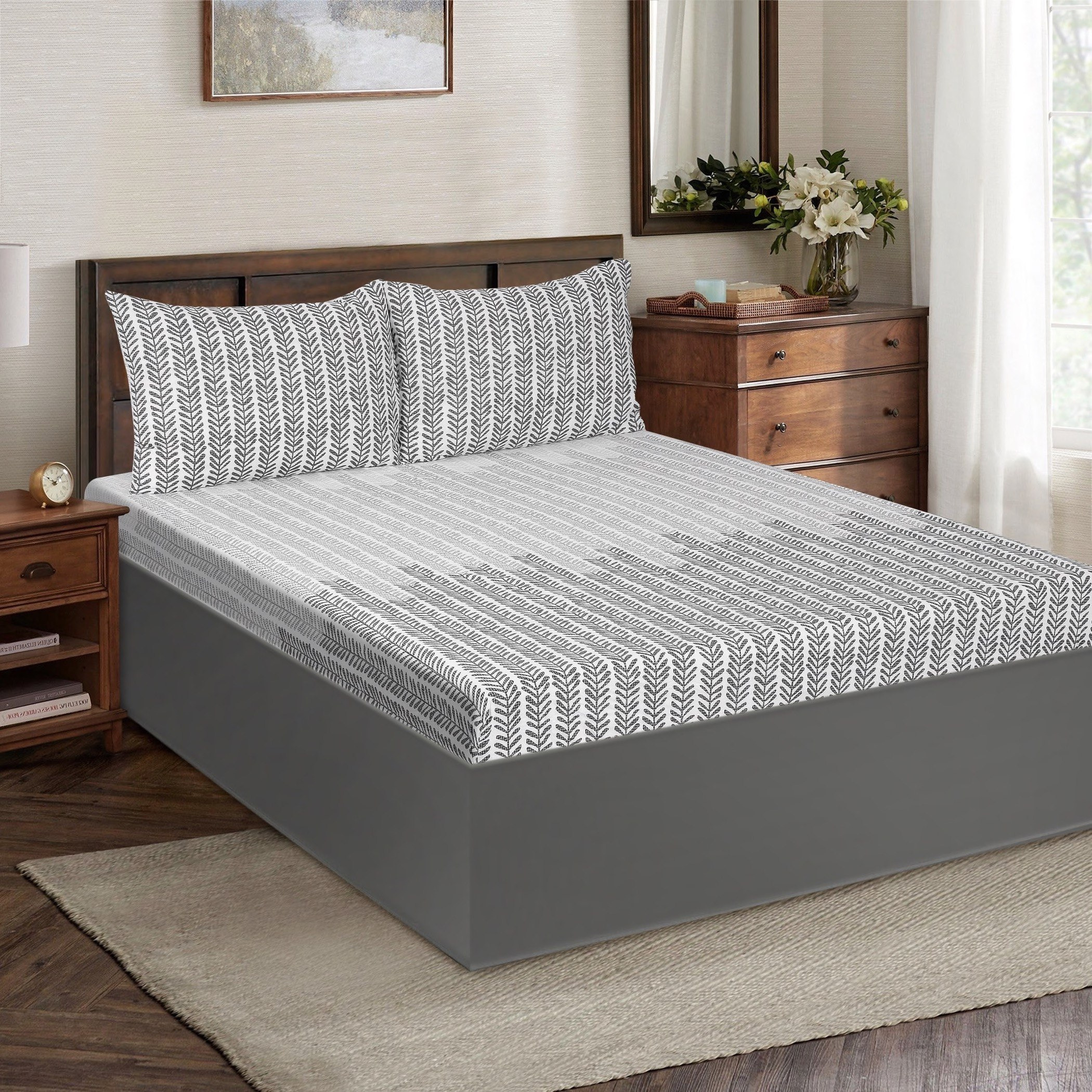 شرشف مطاطي مزدوج قطني بطبعات من أورورا جيانا - 120x200+25 سم-hbxhomeware-hbxbedroom-image-1