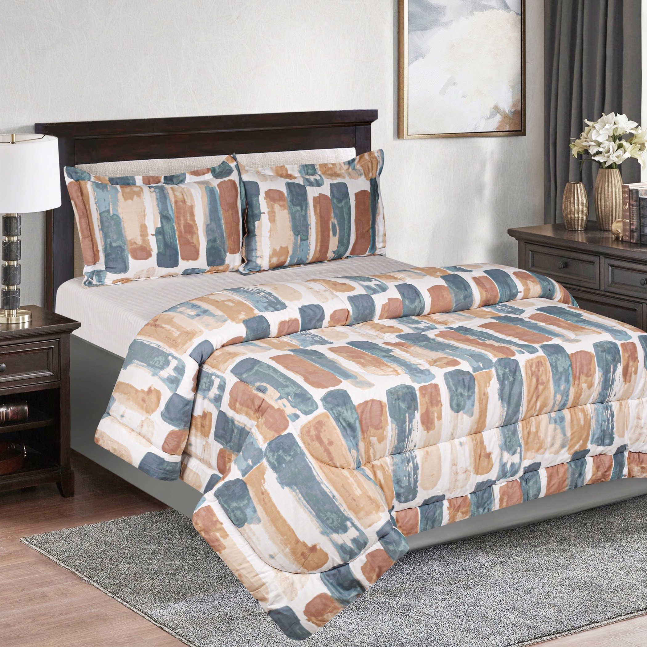 طقم لحاف قطن مزدوج بطبعات 3 قطع من هيوستن فابيو - 160x220 سم-hbxhomeware-hbxdecorandfurnishings-image-1