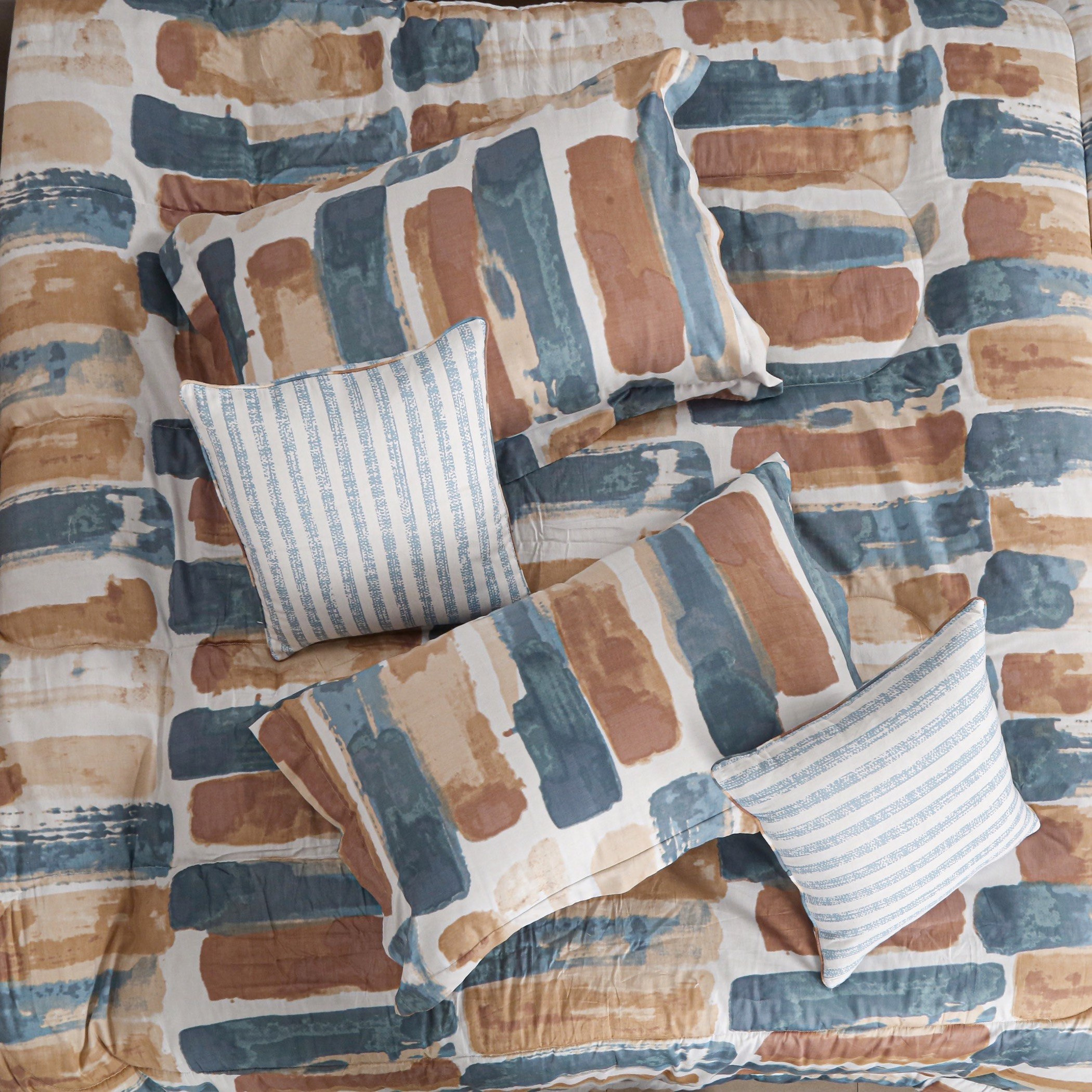 Houston Fabio 5-Piece Cotton Printed Super King Comforter Set - 240X240 cm-hbxhomeware-hbxdecorandfurnishings-image-4
