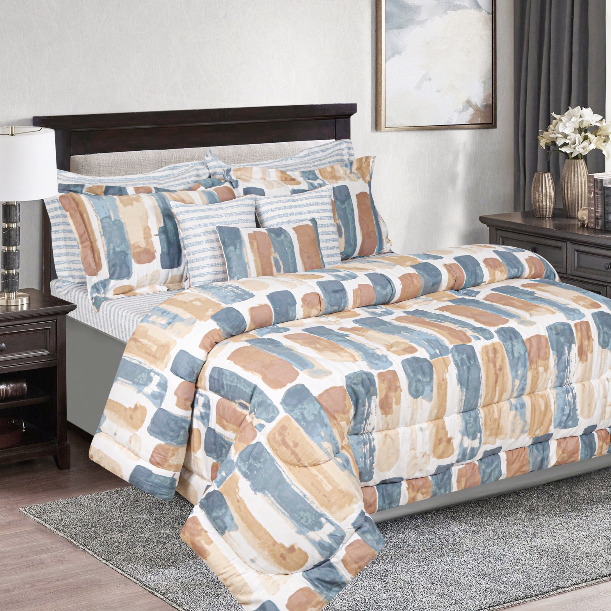 طقم لحاف سوبر كينج قطن 9 قطع بطبعات من هيوستن فابيو - 240x240 سم-hbxhomeware-hbxdecorandfurnishings-image-1