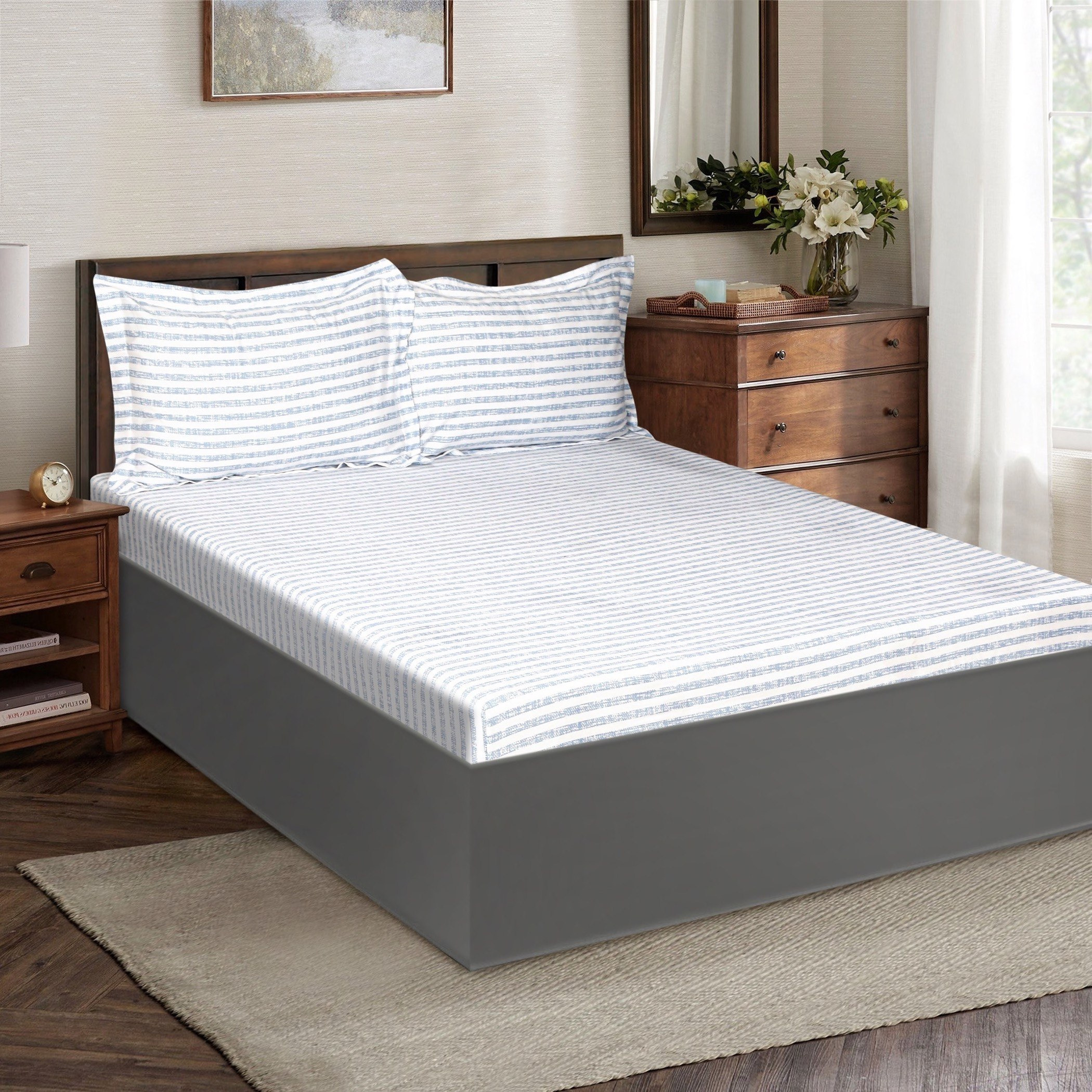 Houston Fabio Printed Cotton King Fitted Sheet - 180x200+25 cm-hbxhomeware-hbxbedroom-image-1