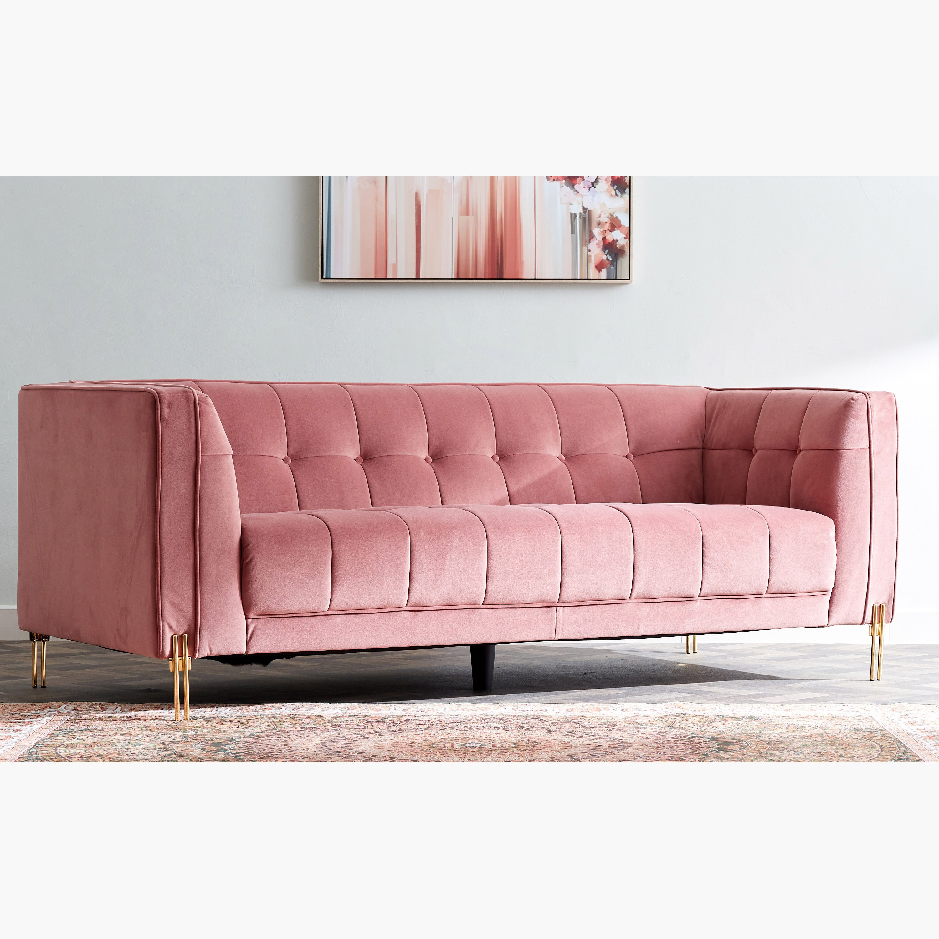 Pink 3 deals seater sofa