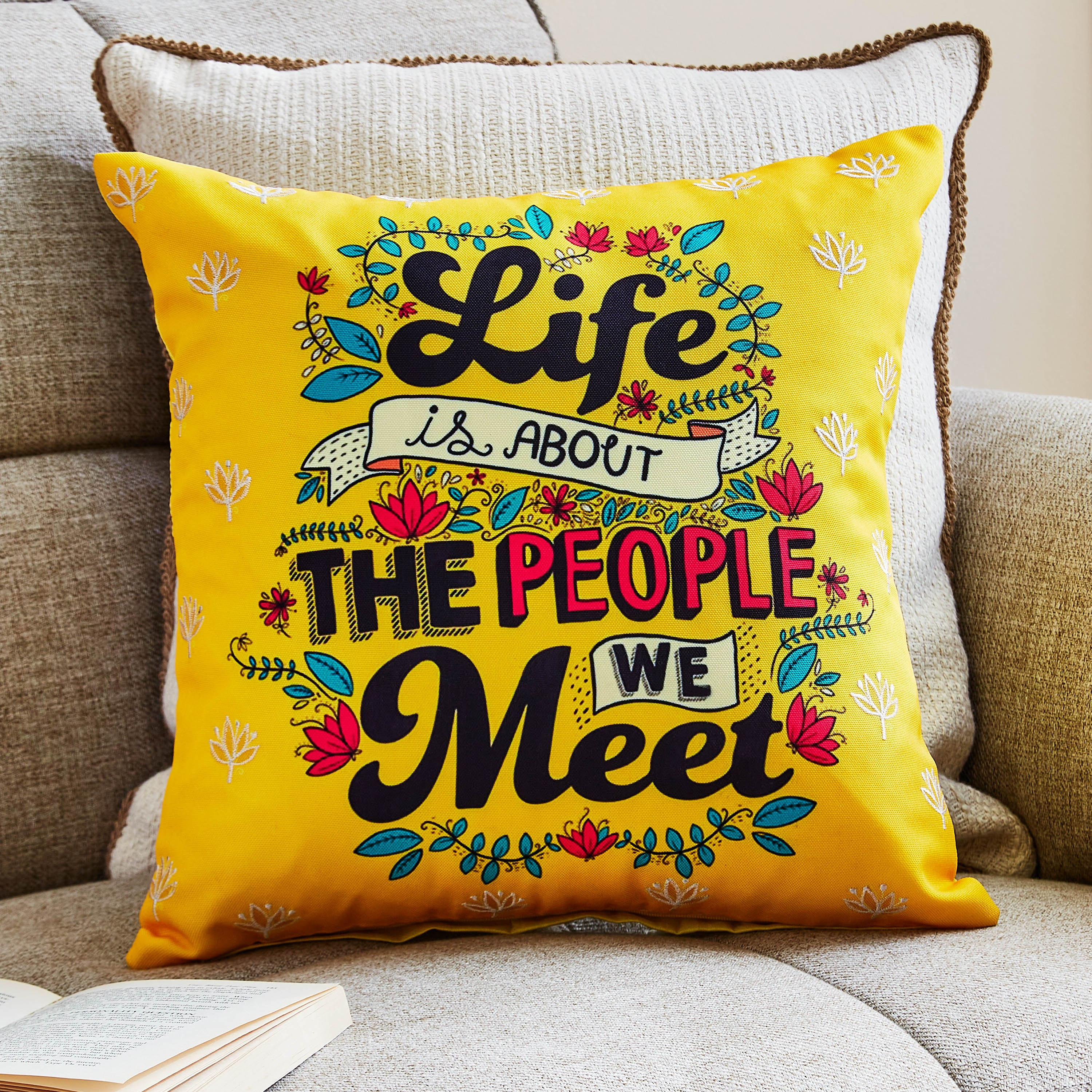 Indie Vibe Life Filled Cushion - 40x40 cm-hbxlivingroom-furnishings-cushionsandcovers-filledcushions-image-1