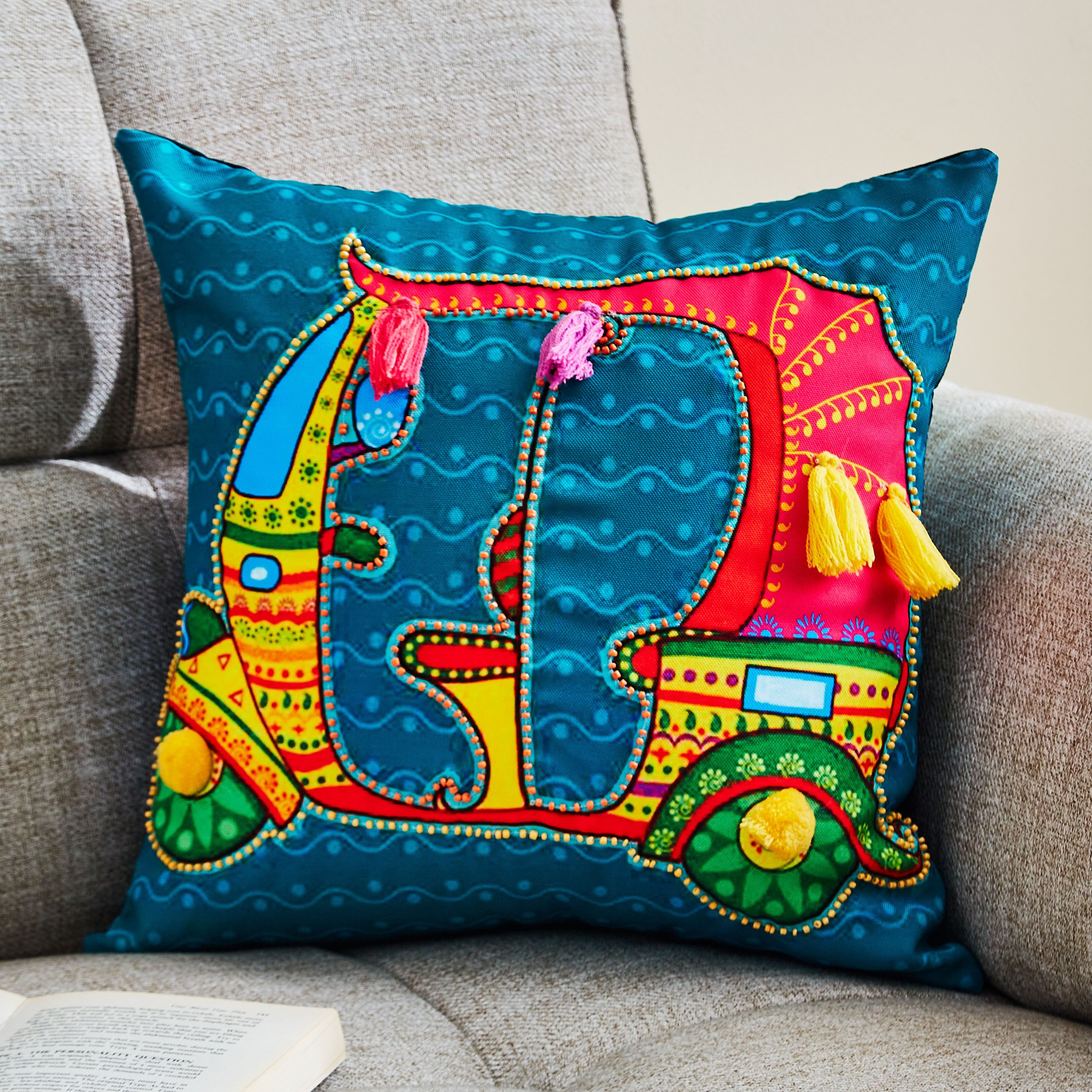 Indie Vibe Autorickshaw Filled Cushion - 40x40 cm-hbxlivingroom-furnishings-cushionsandcovers-filledcushions-image-1