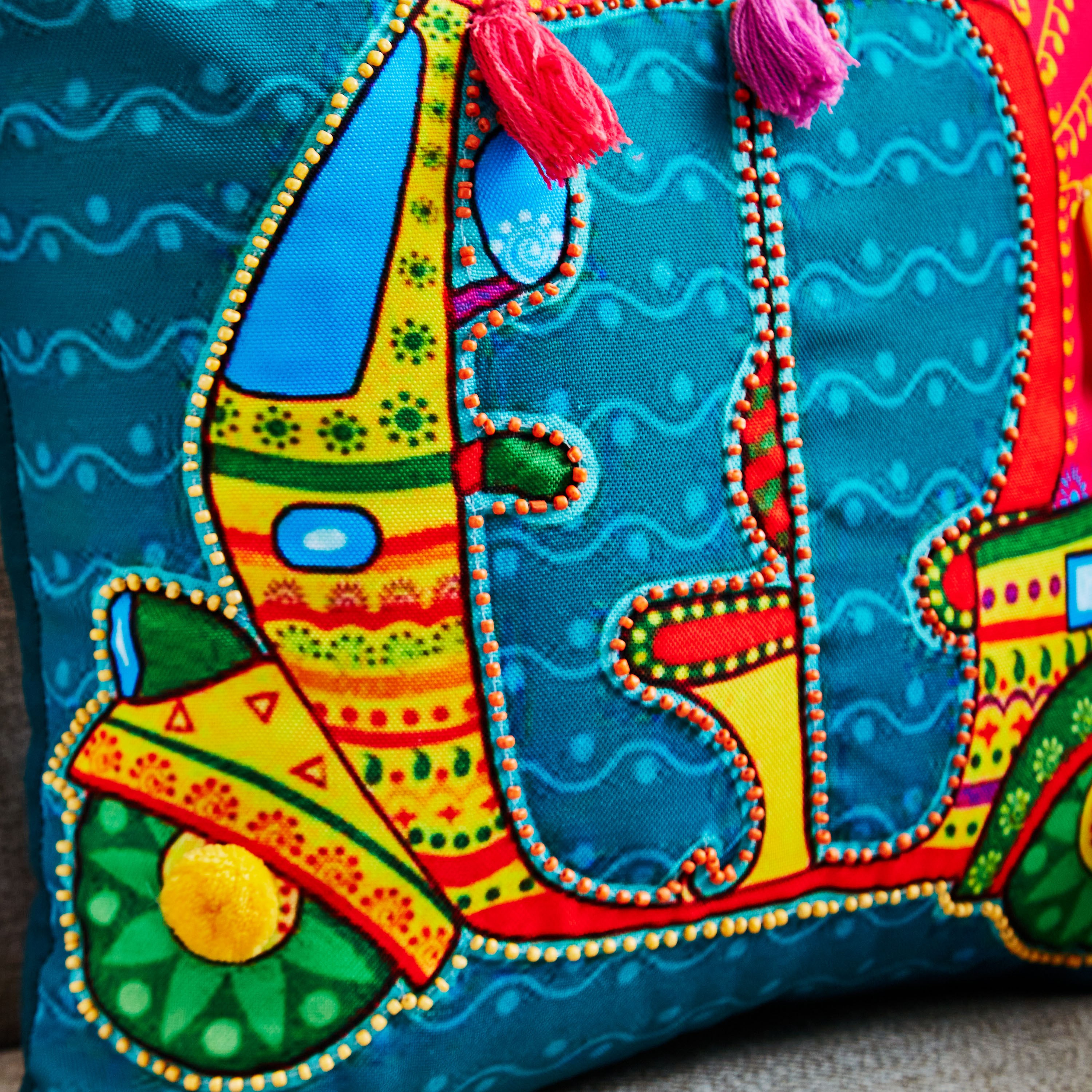 Indie Vibe Autorickshaw Filled Cushion - 40x40 cm-hbxlivingroom-furnishings-cushionsandcovers-filledcushions-image-2