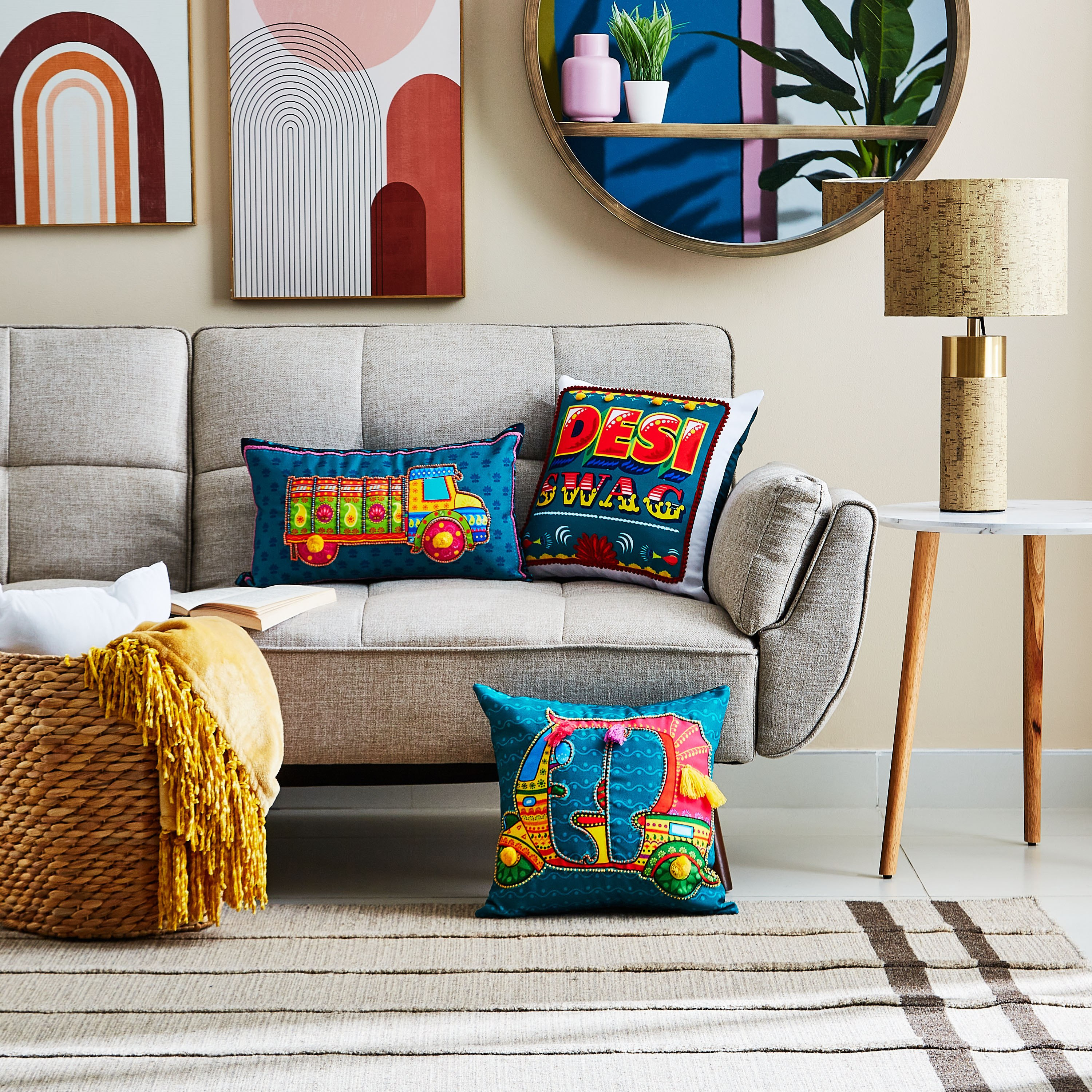 Indie Vibe Autorickshaw Filled Cushion - 40x40 cm-hbxlivingroom-furnishings-cushionsandcovers-filledcushions-image-4