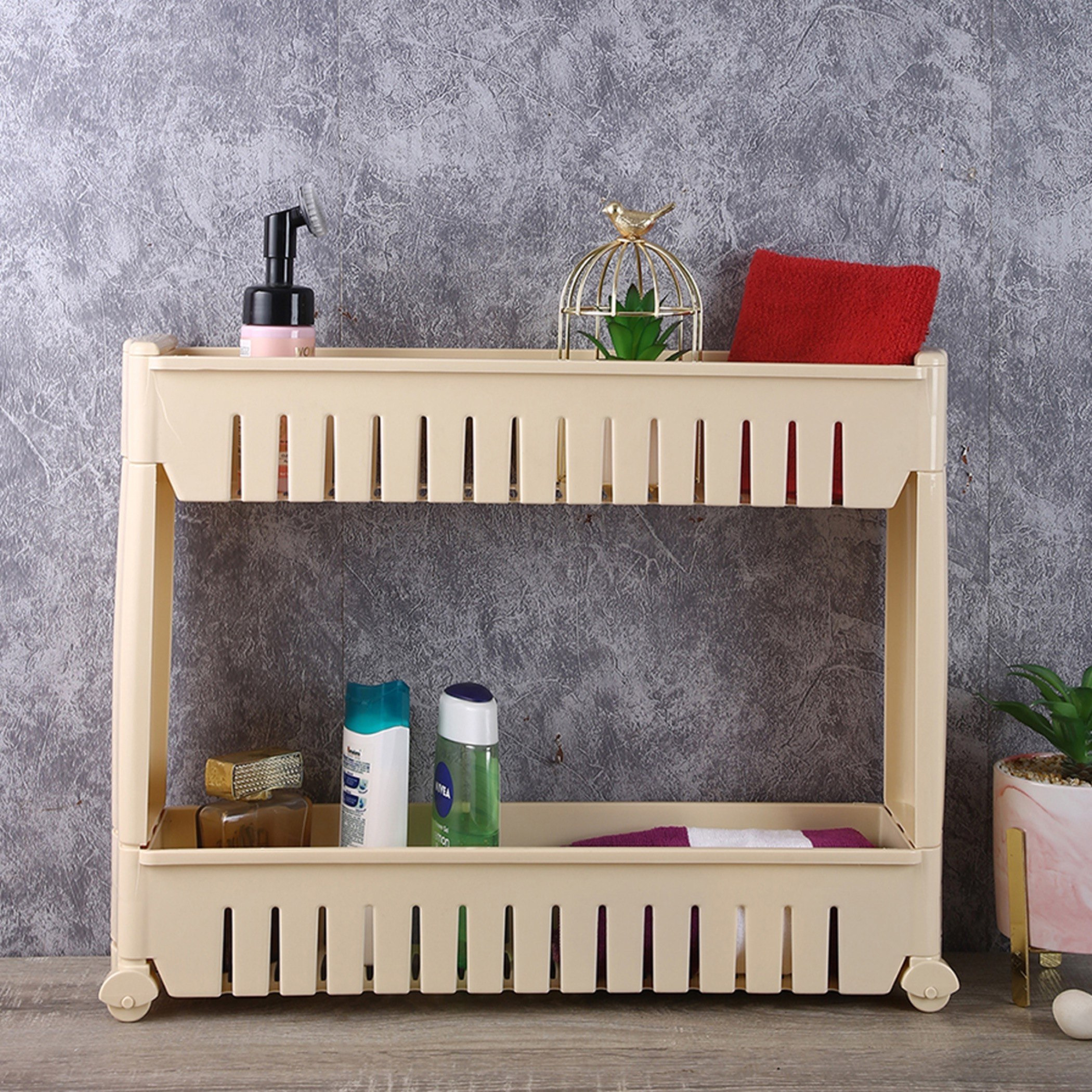 عربة ترولي سليم بطابقين وعجلات من إليت - 54x123x41 سم-hbxhomeware-hbxkitchen-image-1