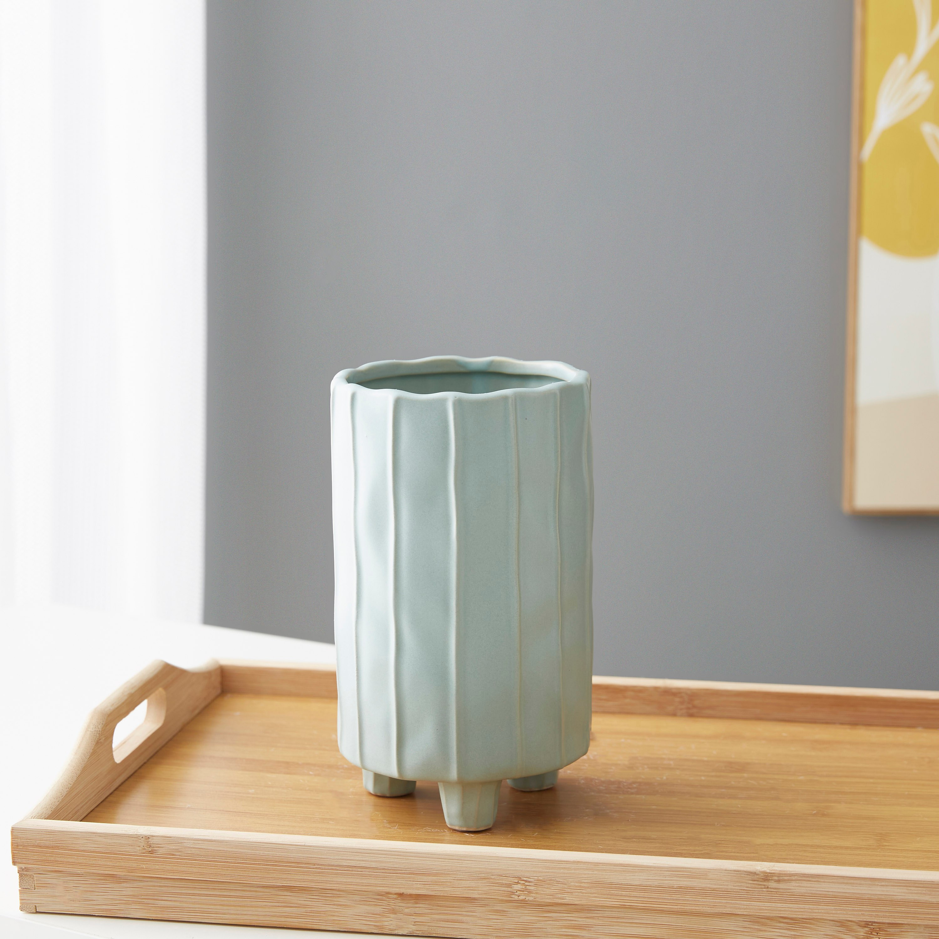 مزهرية أسطوانية سيراميك من سانسا - 13×13×21.5 سم-hbxbedroom-decorandaccessories-vases-image-1