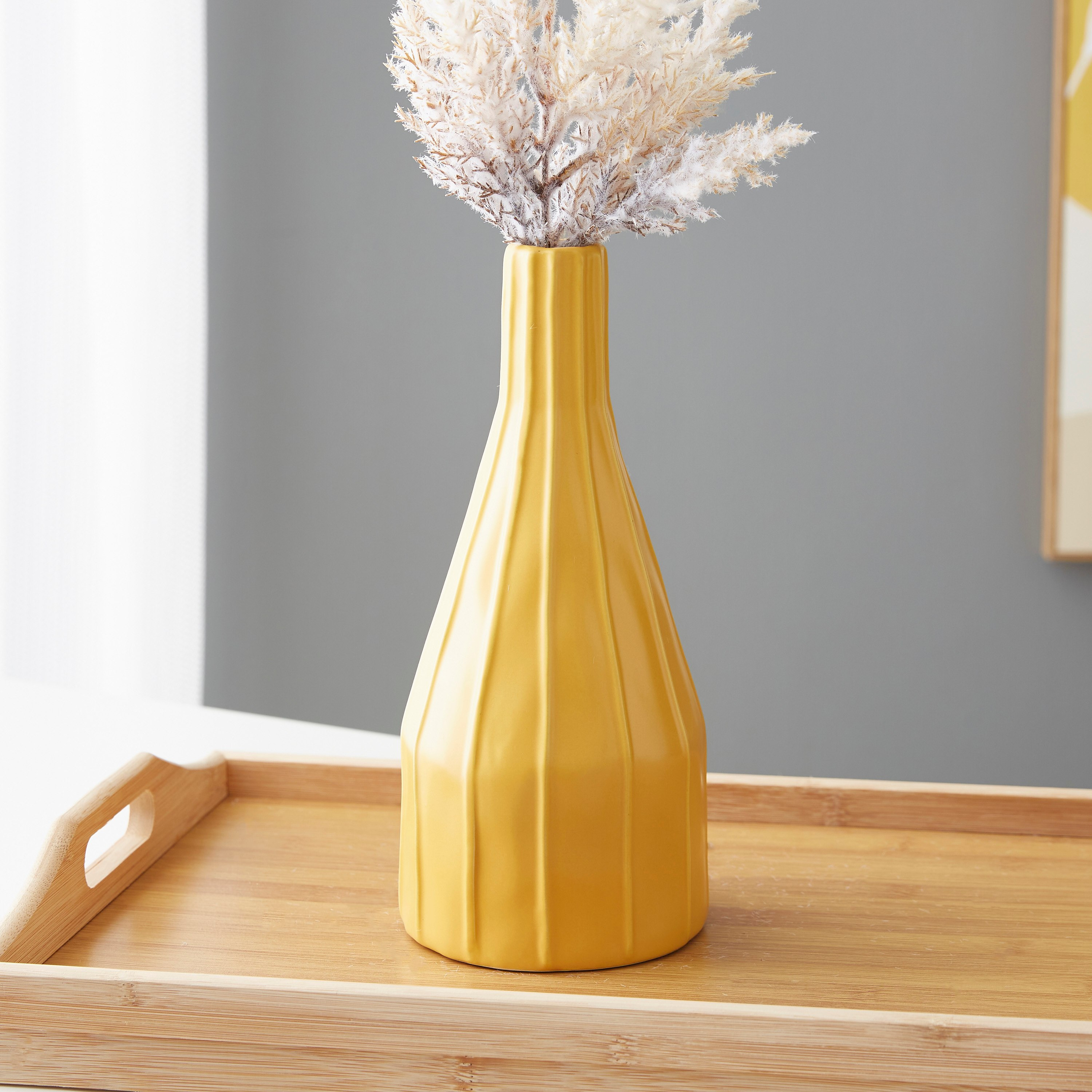 مزهرية سيراميك مخروطية من سانسا - 11x11x25.5 سم-hbxbedroom-decorandaccessories-vases-image-1