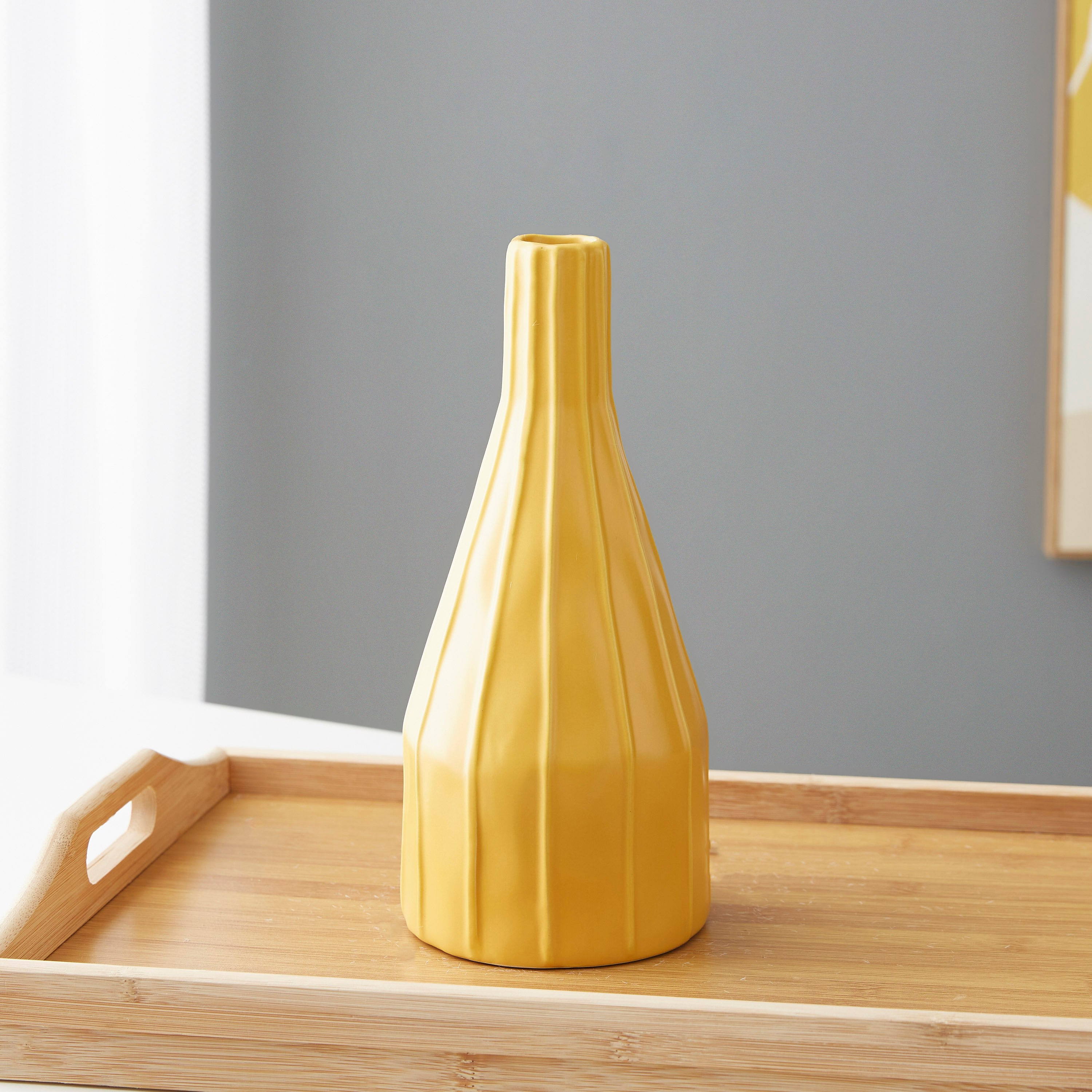مزهرية سيراميك مخروطية من سانسا - 11x11x25.5 سم-hbxbedroom-decorandaccessories-vases-image-2