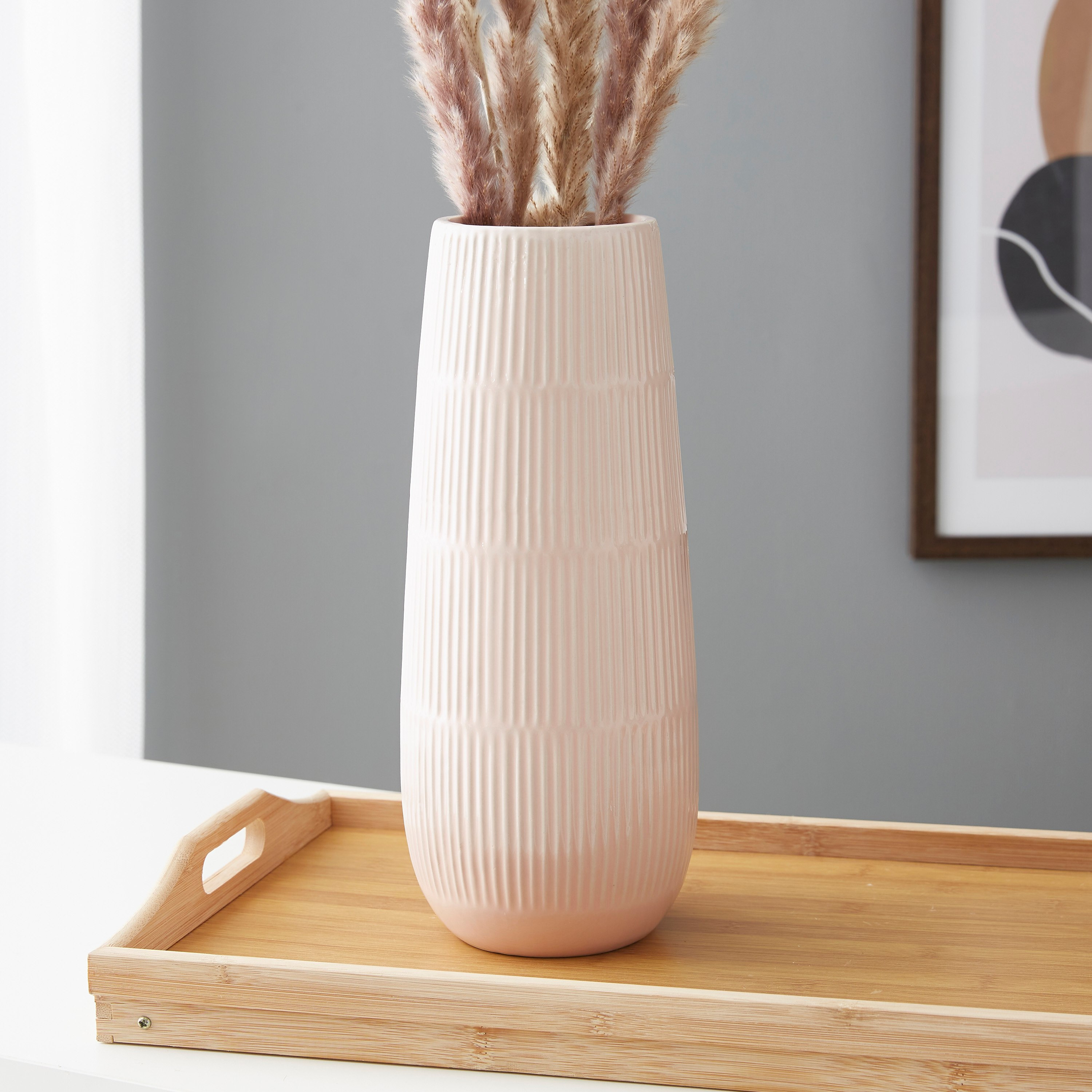 مزهرية سيراميك بارزة الملمس من سانسا - 13x13x33 سم-hbxbedroom-decorandaccessories-vases-image-1