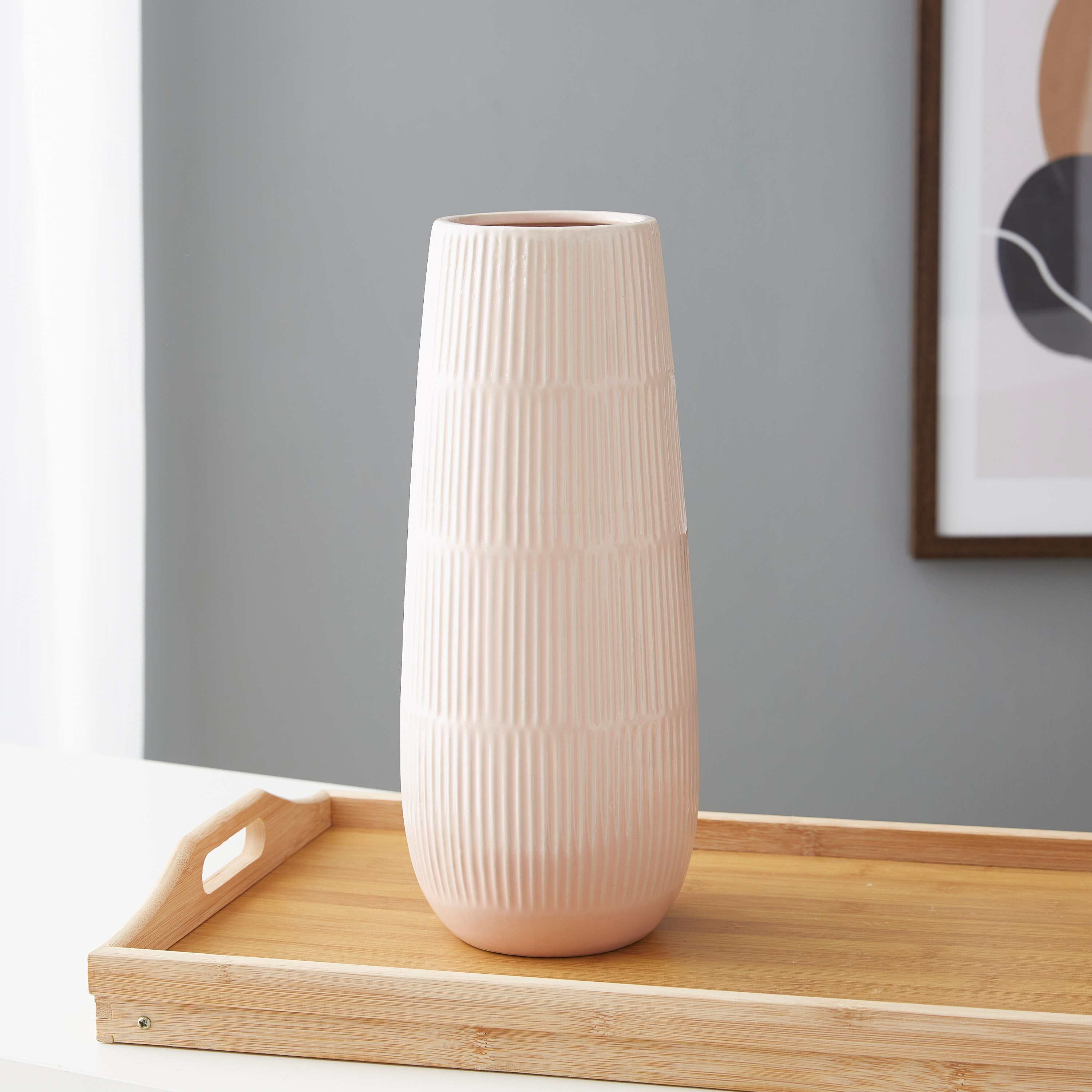 مزهرية سيراميك بارزة الملمس من سانسا - 13x13x33 سم-hbxbedroom-decorandaccessories-vases-image-2