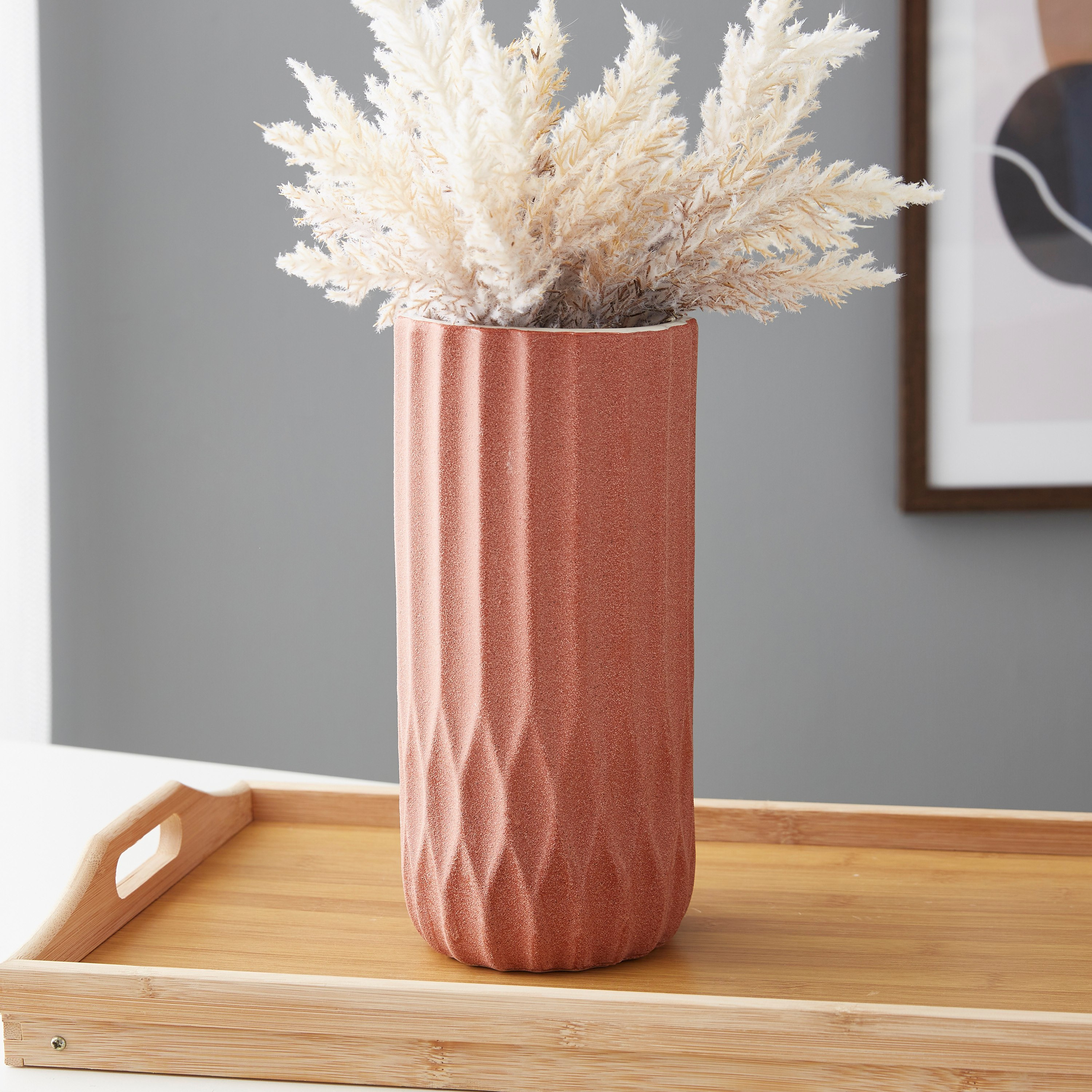 Sansa Ceramic Faceted Vase - 13x13x30 cm-hbxbedroom-decorandaccessories-vases-image-1