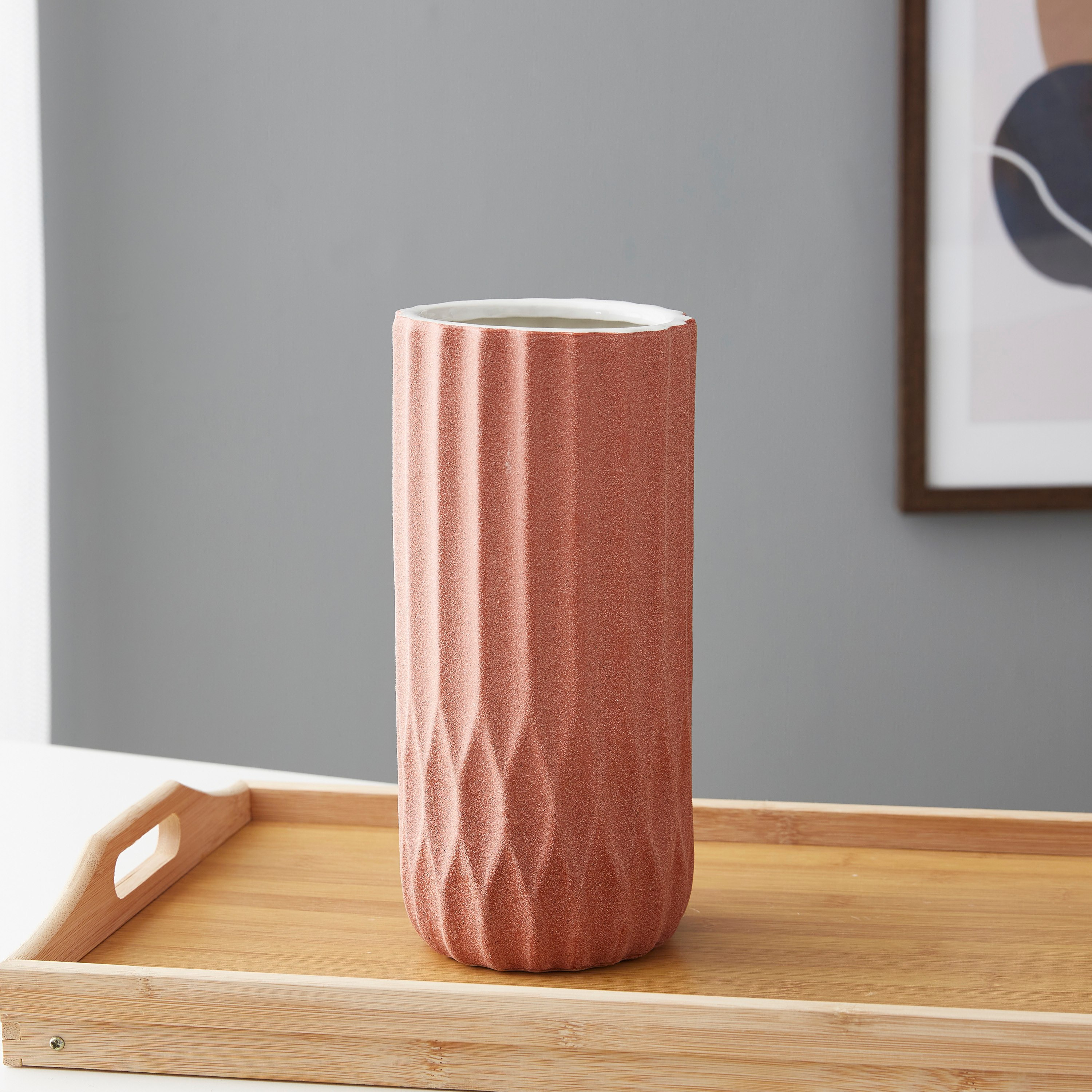 Sansa Ceramic Faceted Vase - 13x13x30 cm-hbxbedroom-decorandaccessories-vases-image-2