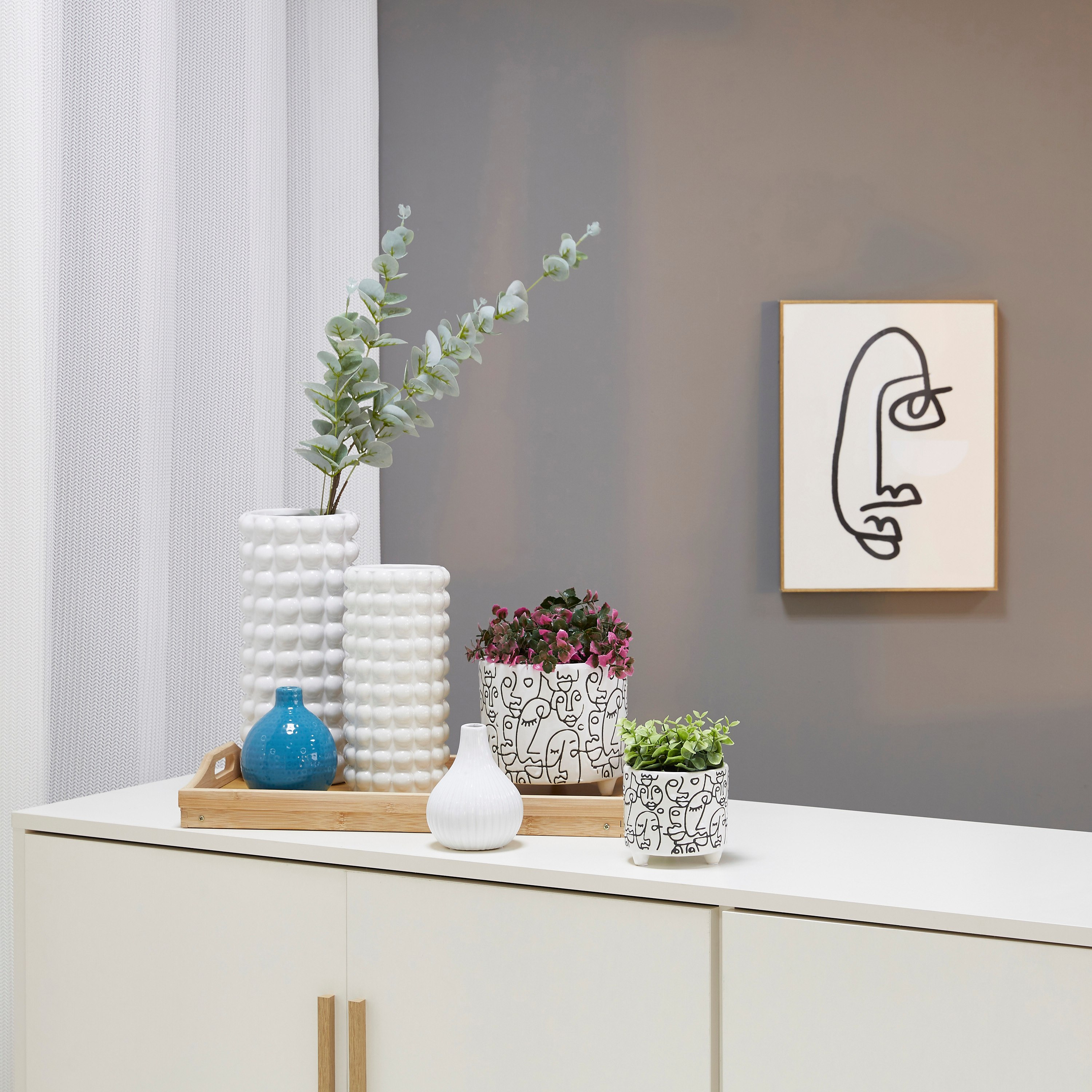 Sansa Ceramic Scribble Face Medium Vase - 10.5x10.5x10 cm-hbxbedroom-decorandaccessories-vases-image-4