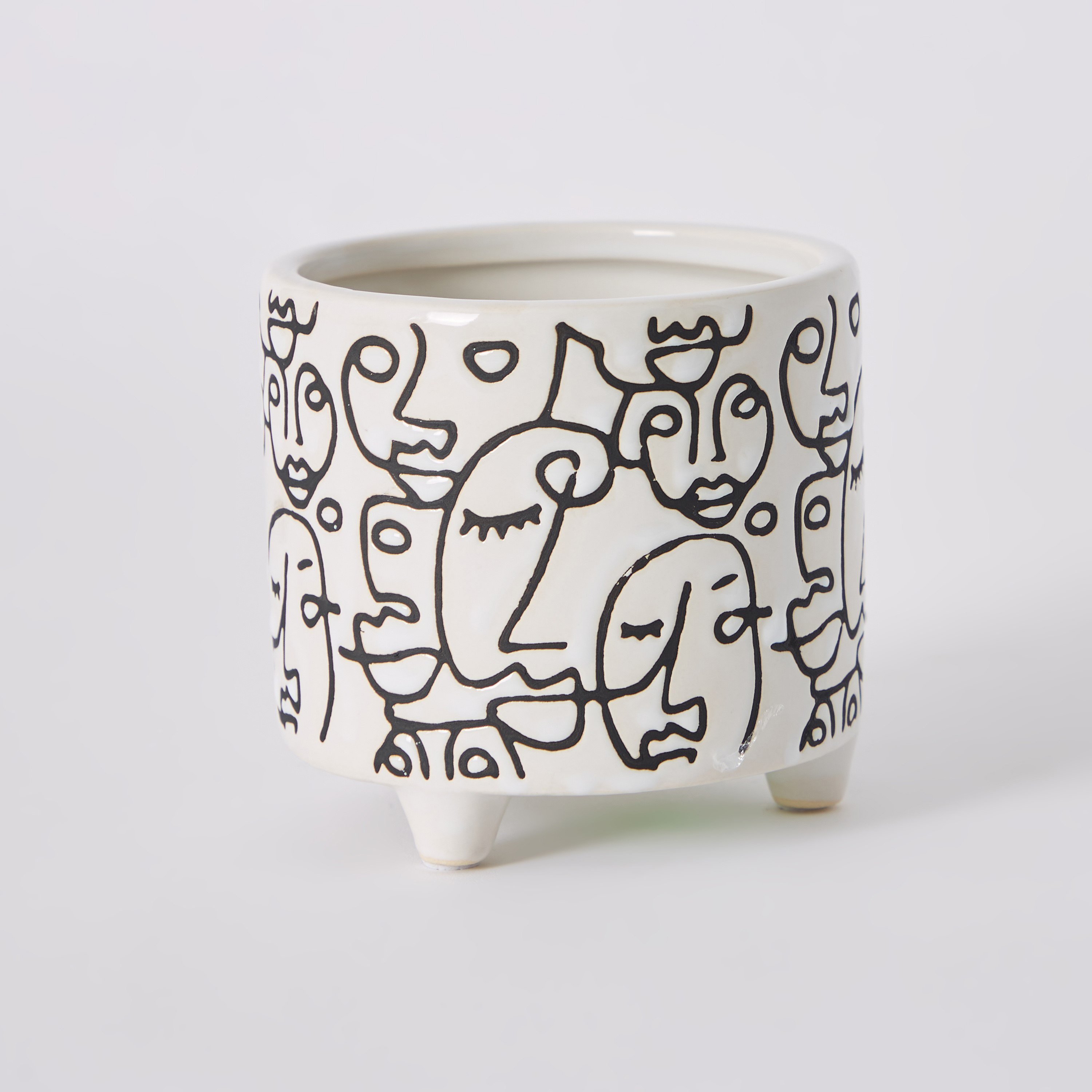 Sansa Ceramic Scribble Face Medium Vase - 10.5x10.5x10 cm-hbxbedroom-decorandaccessories-vases-image-5