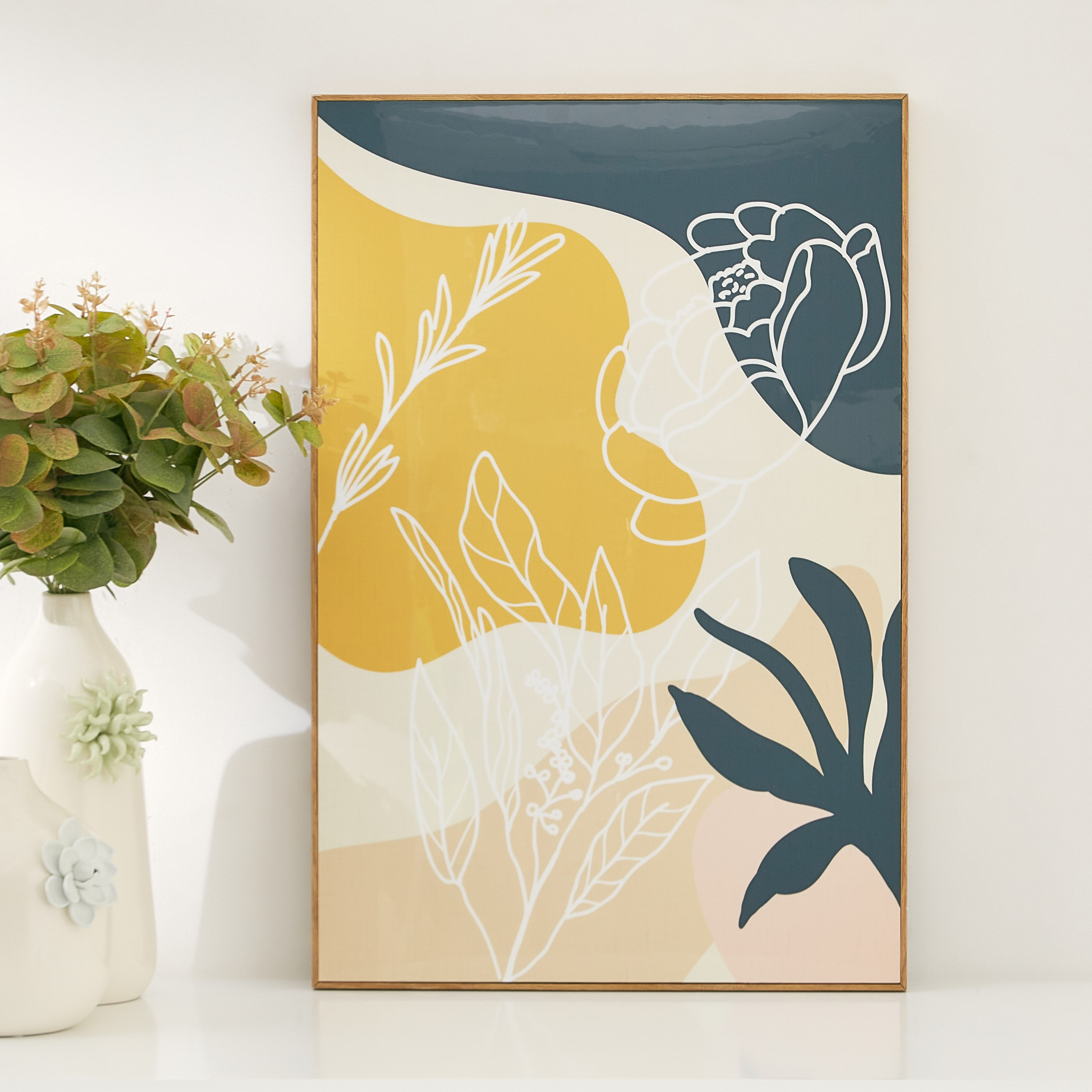 لوحة مؤطّرة لامعة بتصميم أزهار تجريدي من ليونور - 40x3x60 سم-PROMO_HB_AE_B1G1_250925-image-1
