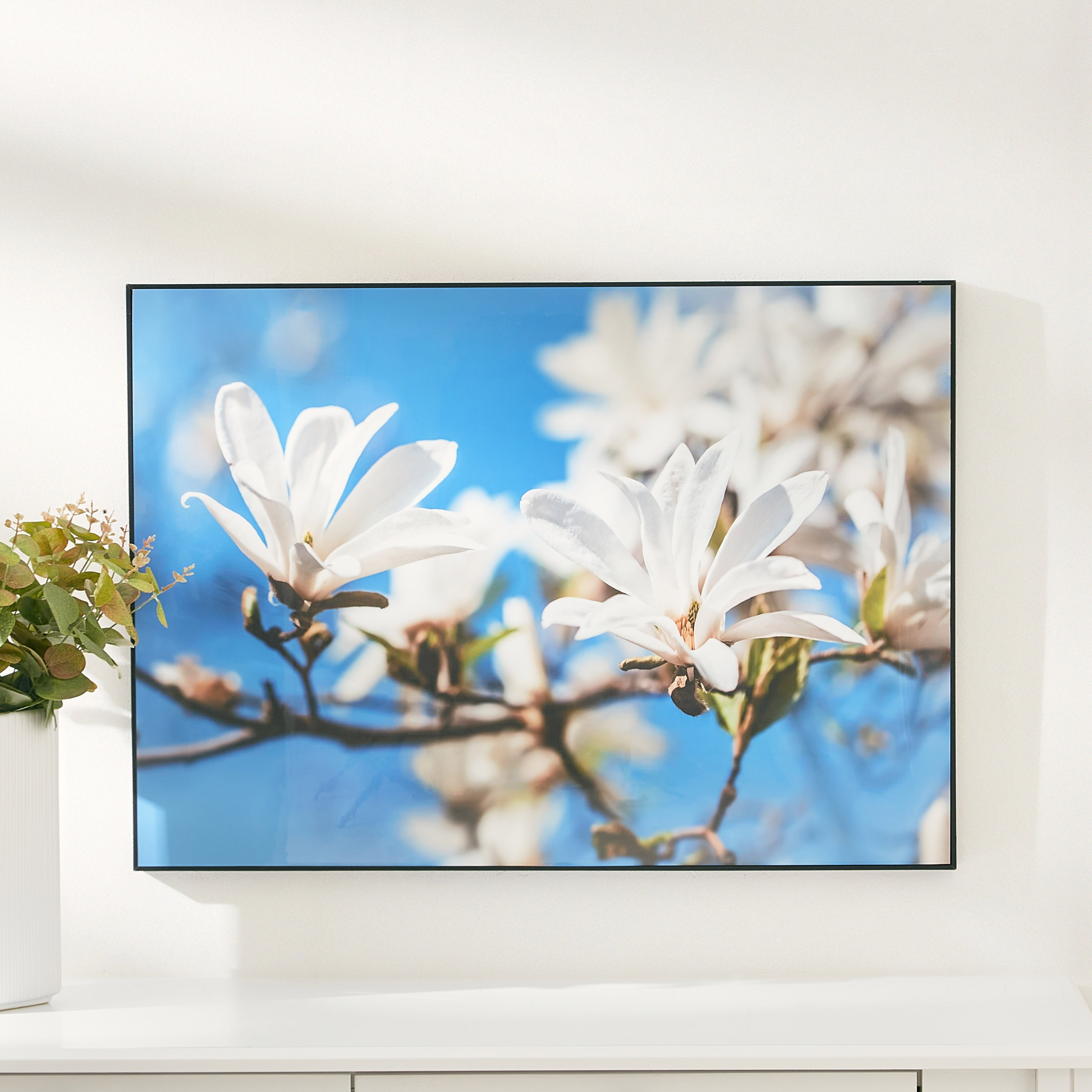 Leonor Glossy White Flower Framed Picture - 70x3x50 cm-hbxhomeware-hbxdecorandfurnishings-image-1