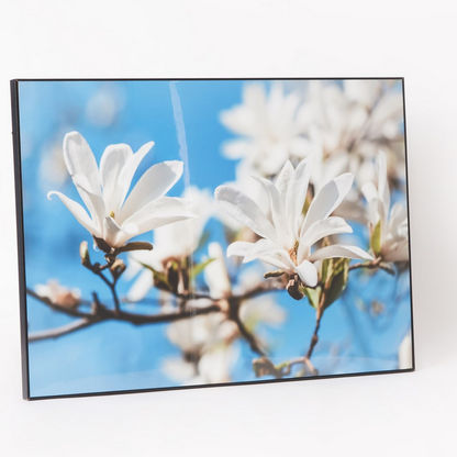 Leonor Glossy White Flower Framed Picture - 70x3x50 cms